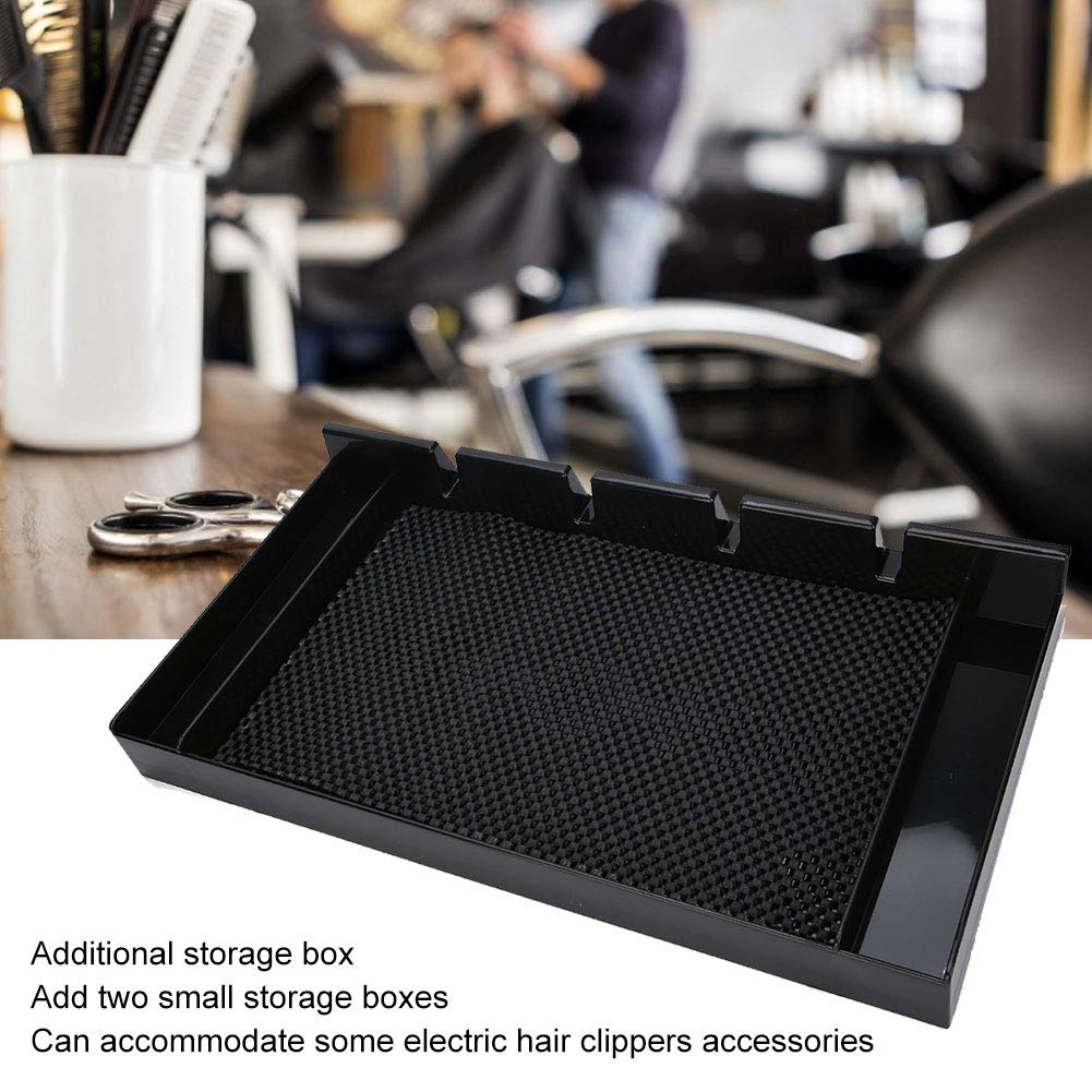 Professional Barber Clipper Tray - Anti-Slip Black Salon Organizer with 4 Notches, Razor Case & Hair Trimmer Holder for Stylists | Perfect for Salon Countertops, Mobile Barbers & Home Grooming Stations
