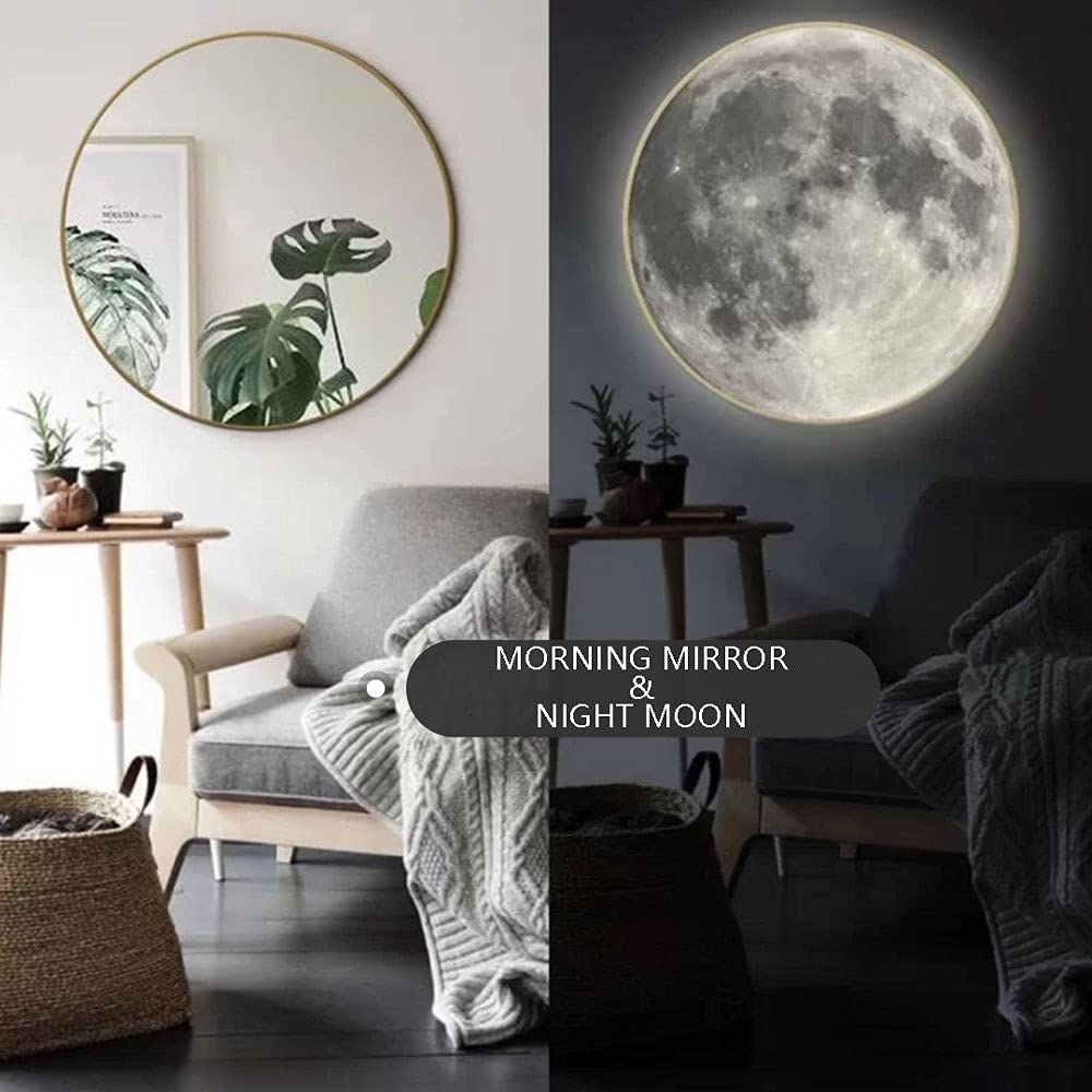 Moon LED Wall Sconce with Mirror - Glass Wall Light for Bedroom & Living Room