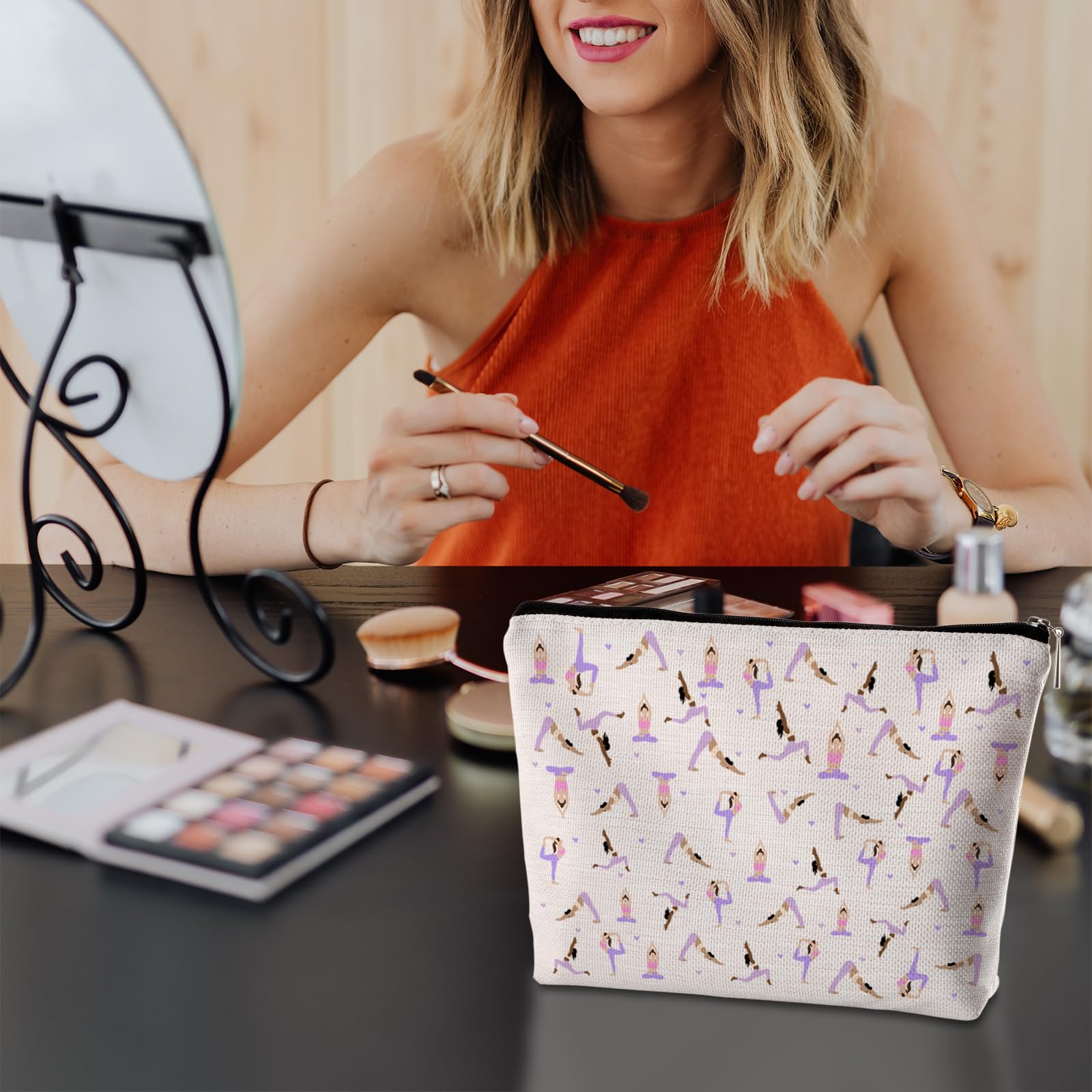 Premium Yoga Makeup Bag - Stylish Cosmetic Organizer Pouch for Women | Perfect Gift for Yoga Lovers, Instructors & Pilates Teachers | Ideal for Gym, Travel & Yoga Class Essentials