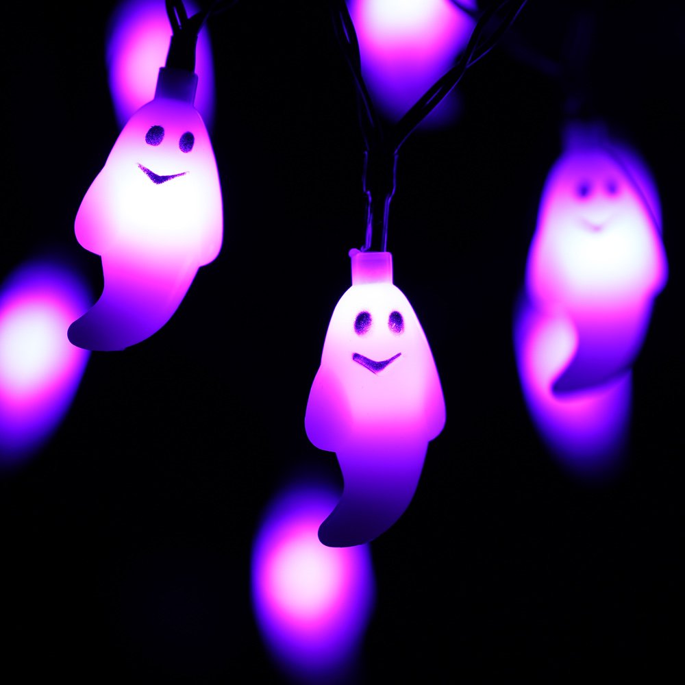 60 LED Halloween String Lights - 19.4ft Purple Ghost Fairy Lights with 30V Plug, 8 Lighting Modes | Outdoor Garden, Yard, Bedroom & Party Decor for Halloween, Christmas, Weddings & Events