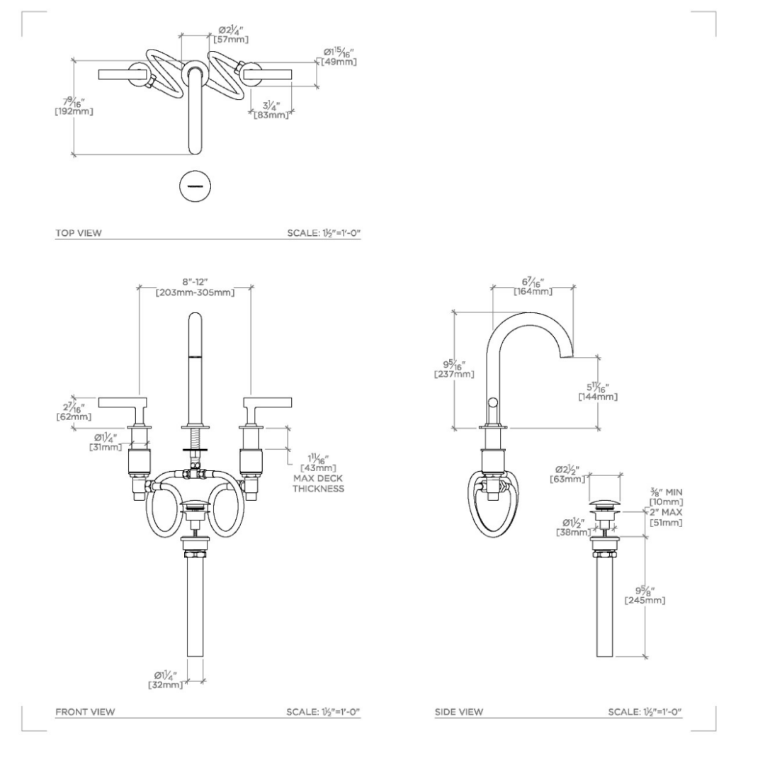 Waterworks Bond Solo Series Gooseneck Lavatory Faucet with Straight Lever Handles in Nickel Finish - Modern Bathroom Sink Faucet for Vanity, Powder Room & Guest Bath Installation