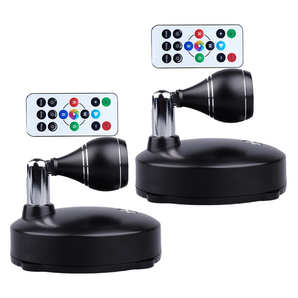 Uonlytech Rechargeable Wireless Spotlight - Battery Operated Rotating Accent Light for Paintings, Pictures & Wall Decor (Black) - Indoor/Outdoor Use for Home, Gallery & Event Lighting