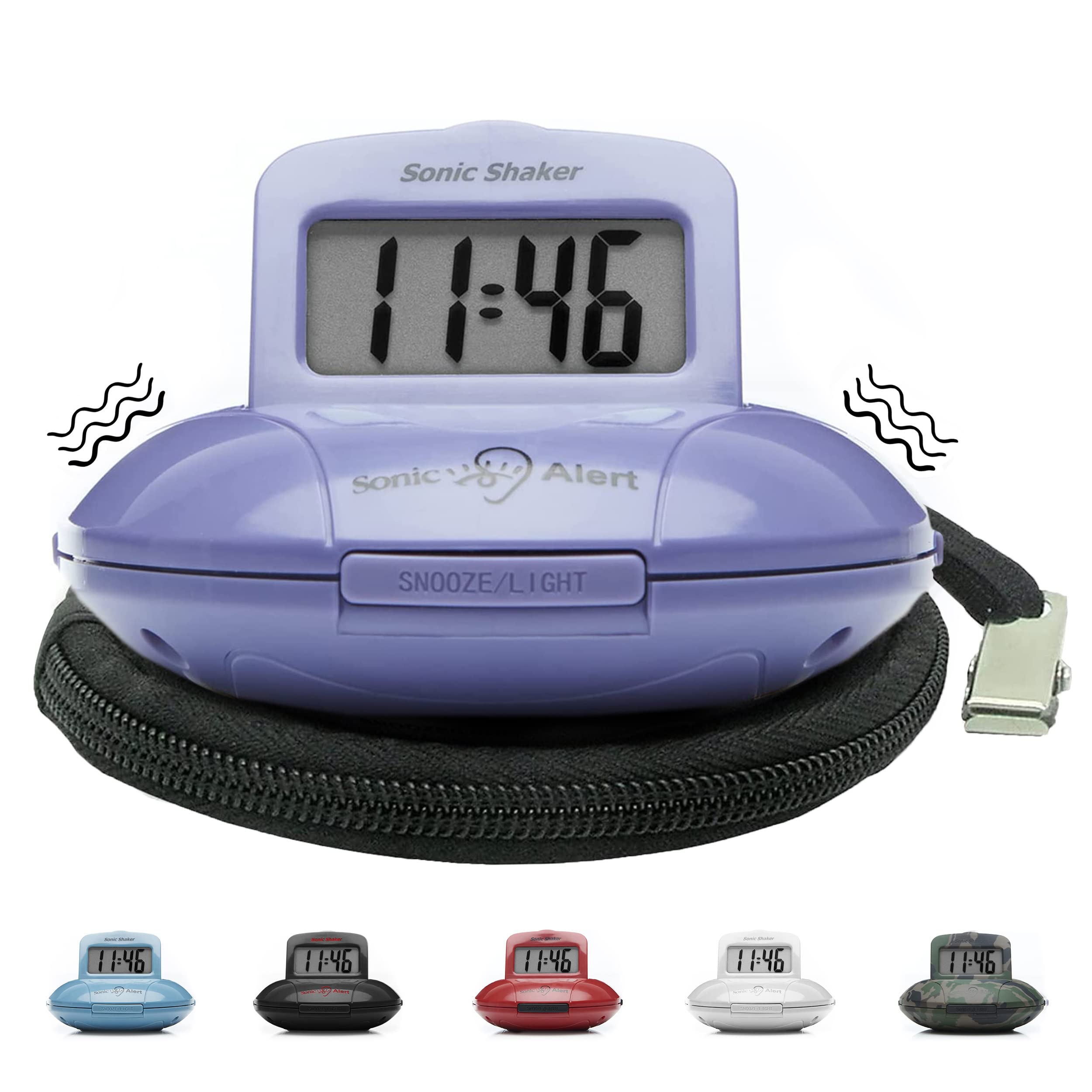 **Sonic Alert Digital Alarm Clock for Heavy Sleepers - Vibrating Travel Alarm Clock with Bed Shaker & Pillow Vibration - Battery Operated Small Digital Clock - Perfect for Travel, Home, and Office Use**