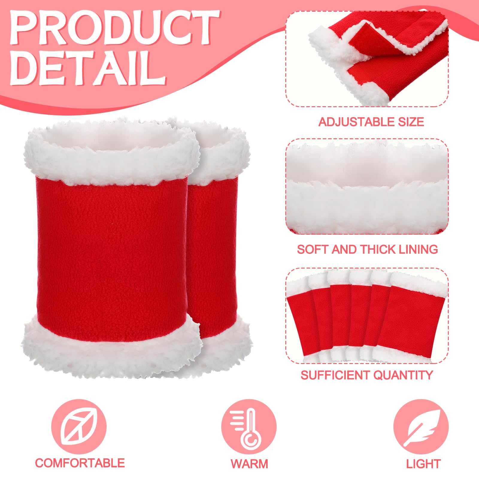 12 Pcs Christmas Horse Leg Wraps - Faux Fur Polyester Standing Wraps for Horses & Sheep - Santa Style Leg Warmers for Christmas Parades & Holiday Parties - Perfect for Festive Events & Costume Contests