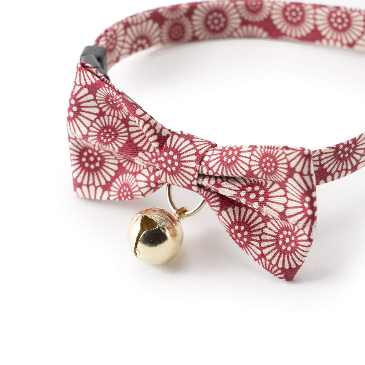 Necoichi Kiku Ribbon Bow Tie Cat Collar for Small Cats - Adjustable & Stylish Red Pet Collar - Perfect for Grooming, Photos & Special Occasions