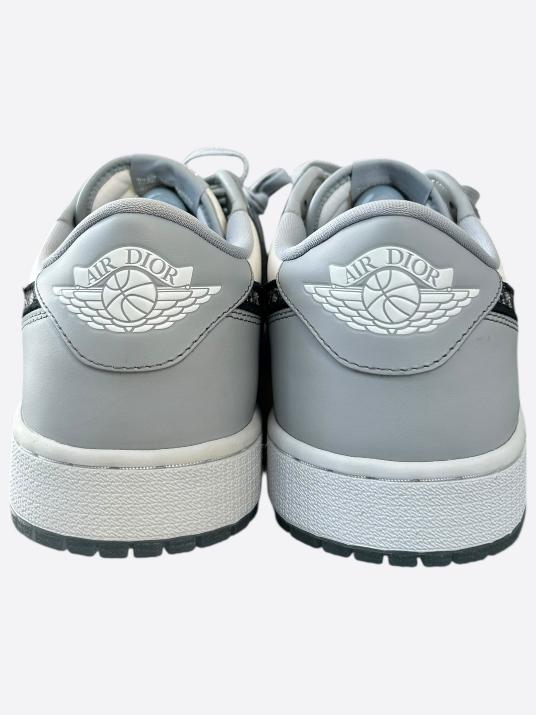 Dior Air Jordan Grey & White Oblique Low Top Sneakers - Men's Luxury Designer Shoes for Casual Wear & Street Style Fashion | Perfect for Everyday Outfits, Sneaker Collectors & Fashion Enthusiasts