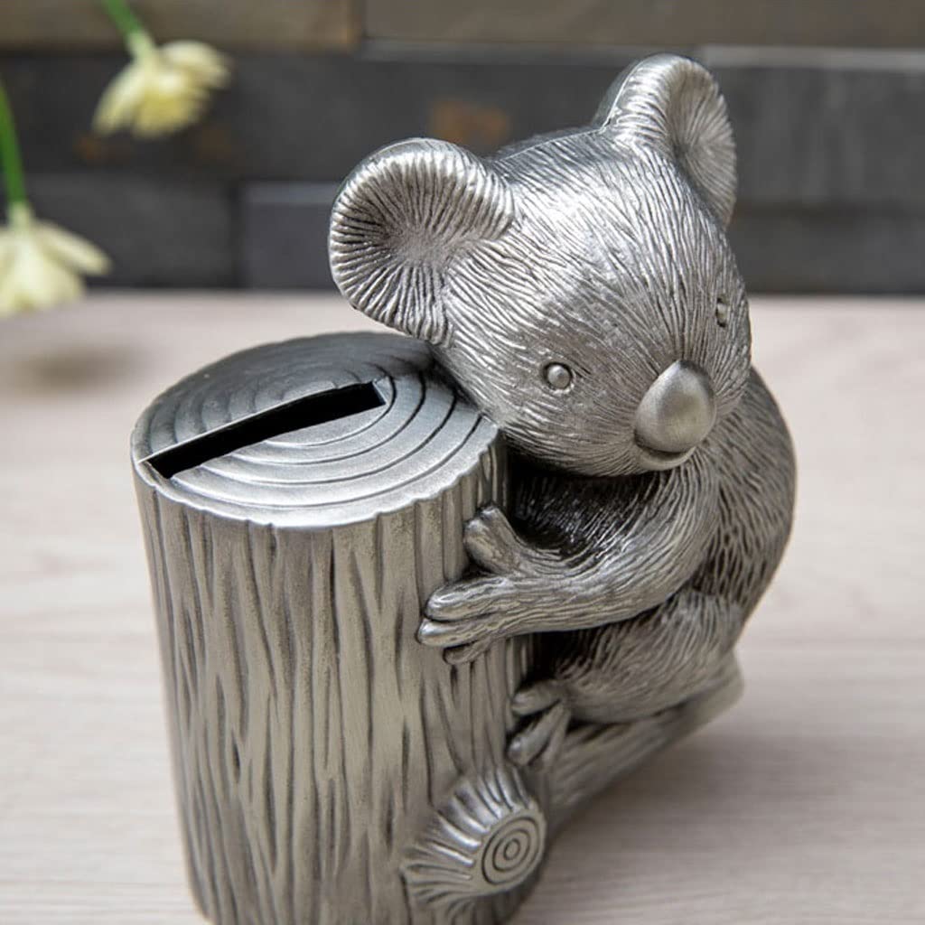 Cute Koala Shaped Piggy Bank - Zinc Alloy Metal Coin Bank for Kids | Creative Money Saving Gift for Birthday & Holidays | Perfect for Teaching Children Financial Responsibility & Home Decor