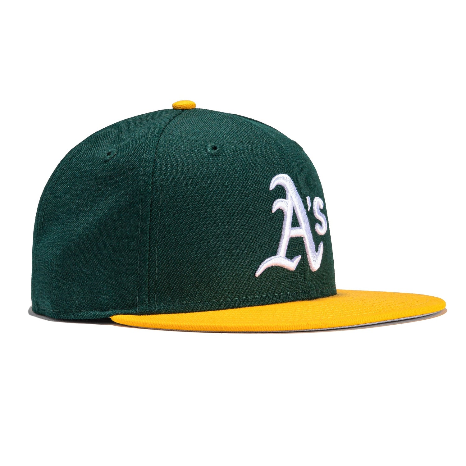 New Era 59Fifty Retro On Field Oakland Athletics Baseball Cap - Green and Gold Adjustable Snapback Hat for Men & Women - Perfect for Baseball Games, Sports Fans, and Streetwear Fashion