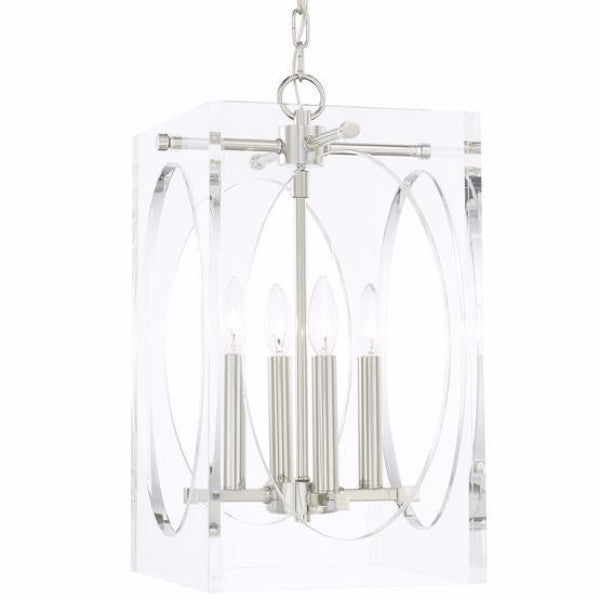 Marlena Lantern Chandelier - Vintage Style Hanging Light Fixture with Glass Shade for Dining Room, Bedroom or Porch Decor