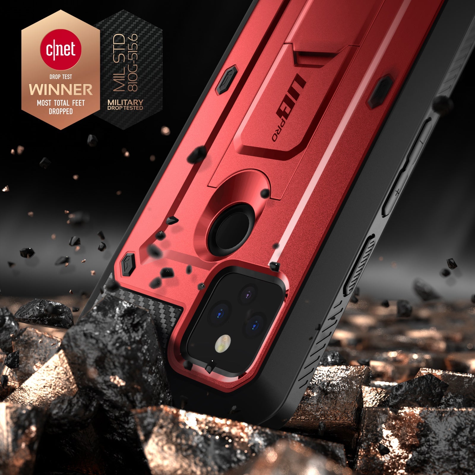 Google Pixel 5 (2020) Unicorn Beetle PRO Rugged Holster Case - Shockproof & Heavy Duty Protection - Metallic Red (Open Box) - Perfect for Outdoor Activities, Construction Work & Extreme Sports