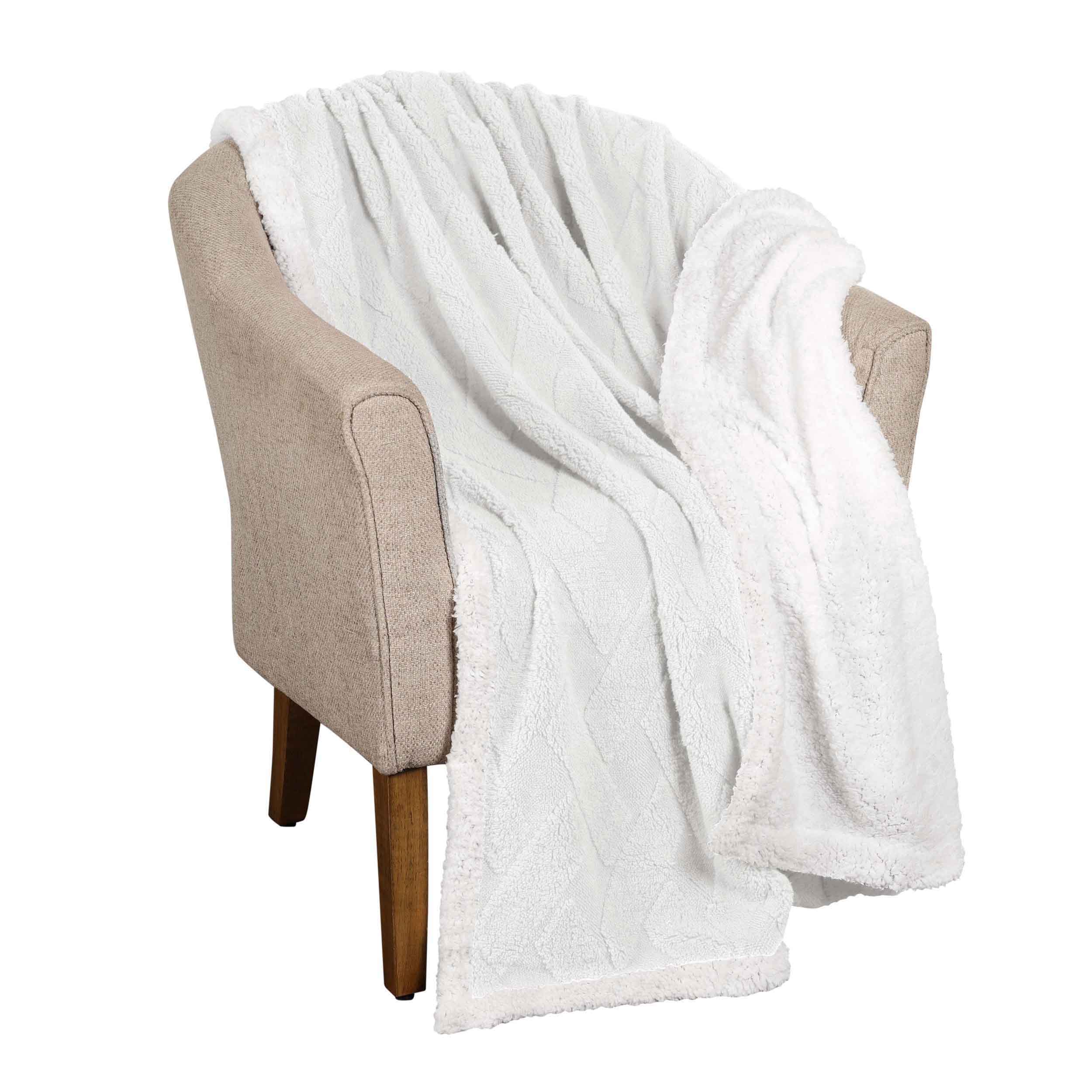 Nuuk Reversible Jacquard Lattice Plush Sherpa Fleece Blanket - Ultra Soft & Warm Winter Throw for Couch, Bed & Travel - Cozy Home Decor Gift for Christmas & Cold Weather