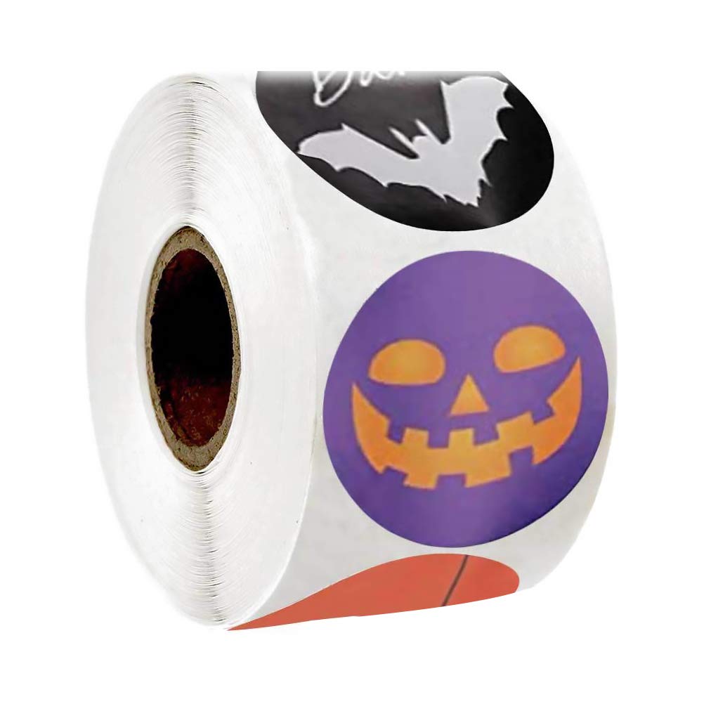 VICASKY Halloween Seal Stickers - 500pcs Round Adhesive Stickers (25mm) for Gift Wrapping, Party Decorations & Paper Bags - Perfect for Halloween Party Supplies, DIY Crafts & Home Decor