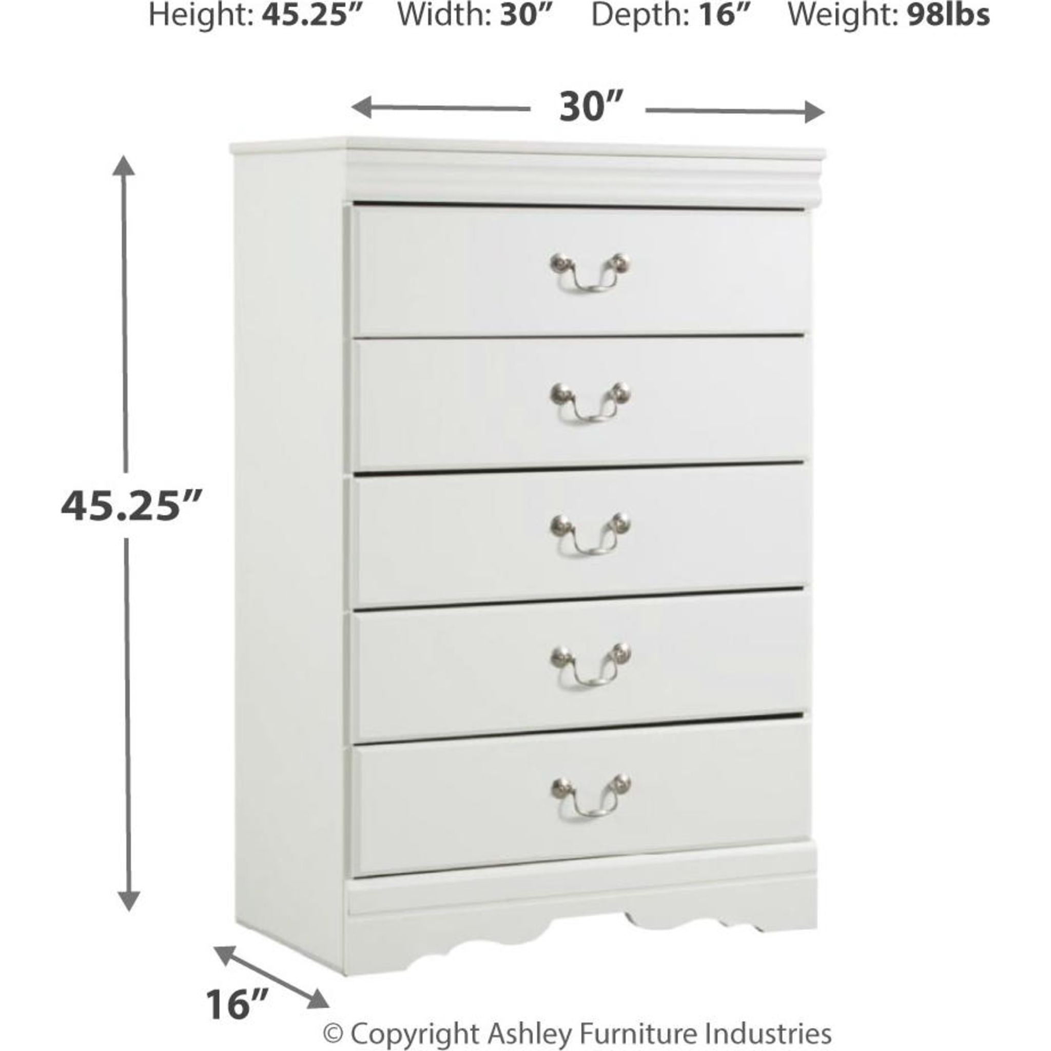 Anarasia White Chest - Stylish Storage Solution for Bedroom, Living Room & Office Organization