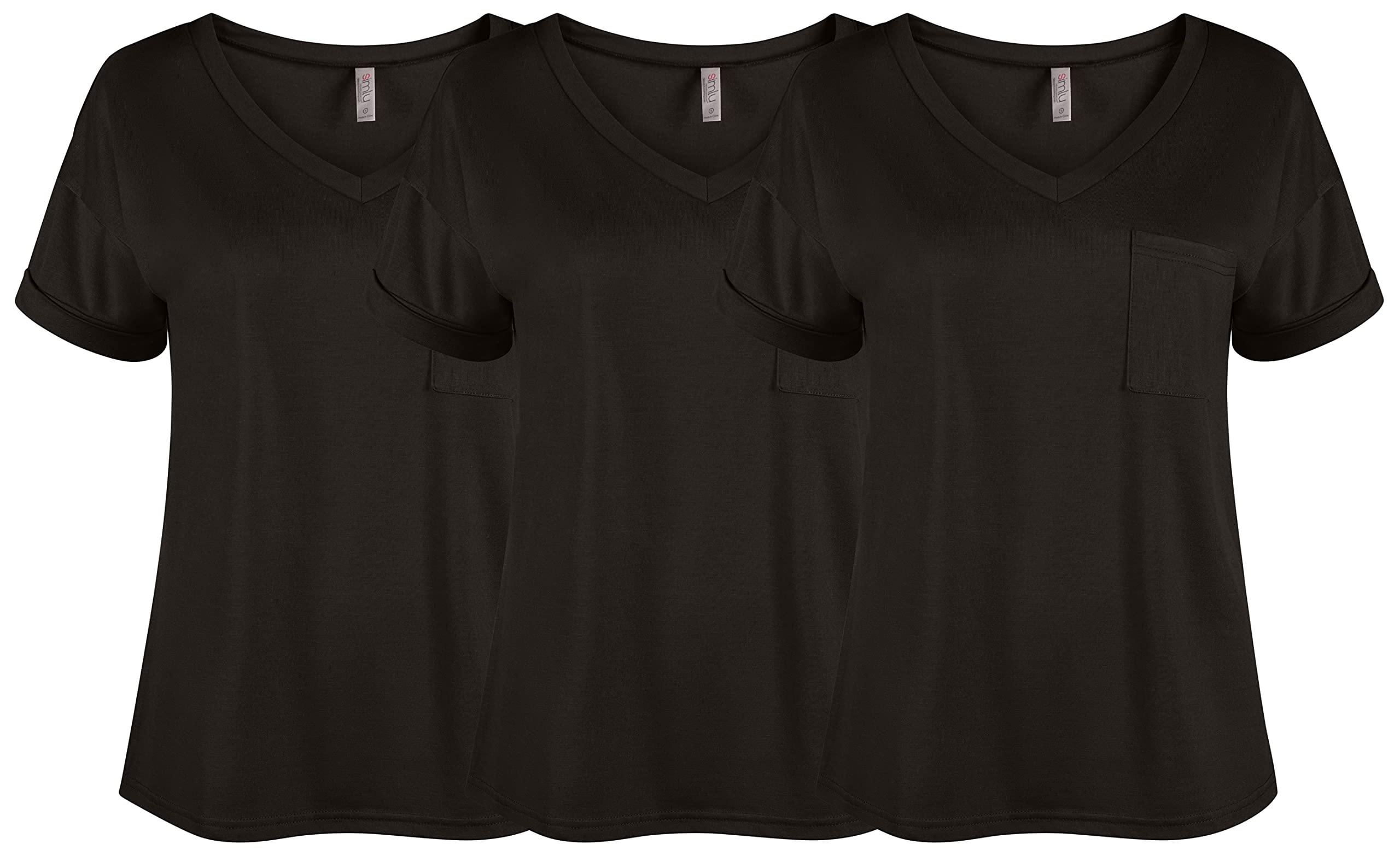 Women's Casual V-Neck T-Shirts Pack - Short Sleeve Tops for Everyday Wear in Regular & Plus Sizes | Perfect for Work, Weekend & Layering