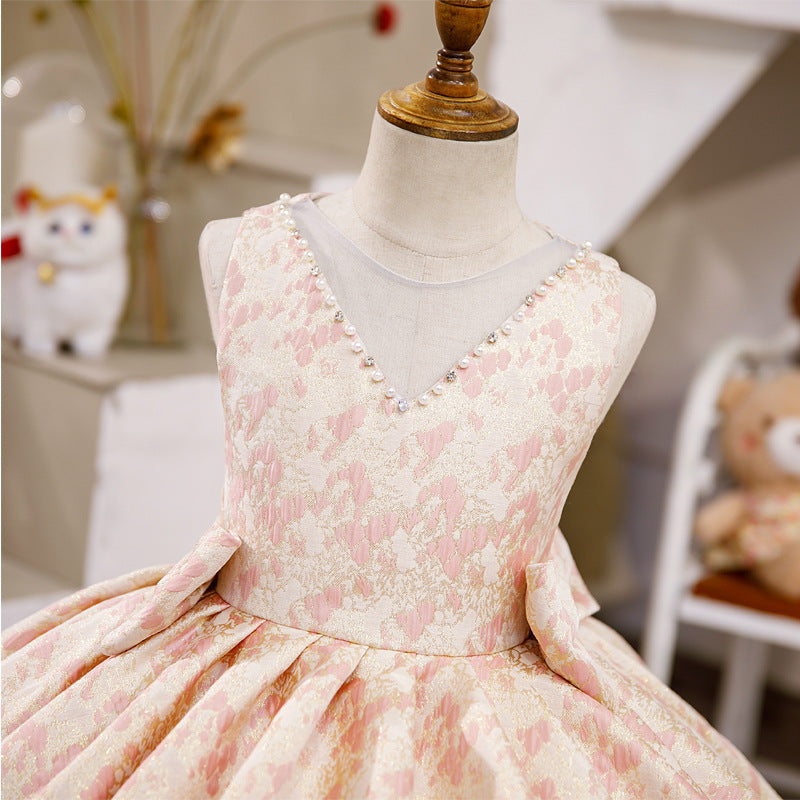 Baby Girl Dress Toddler Bow Knot Mesh Fluffy Shadow Print Party Princess Dress - Perfect for Birthday Parties, Photo Shoots, and Special Occasions