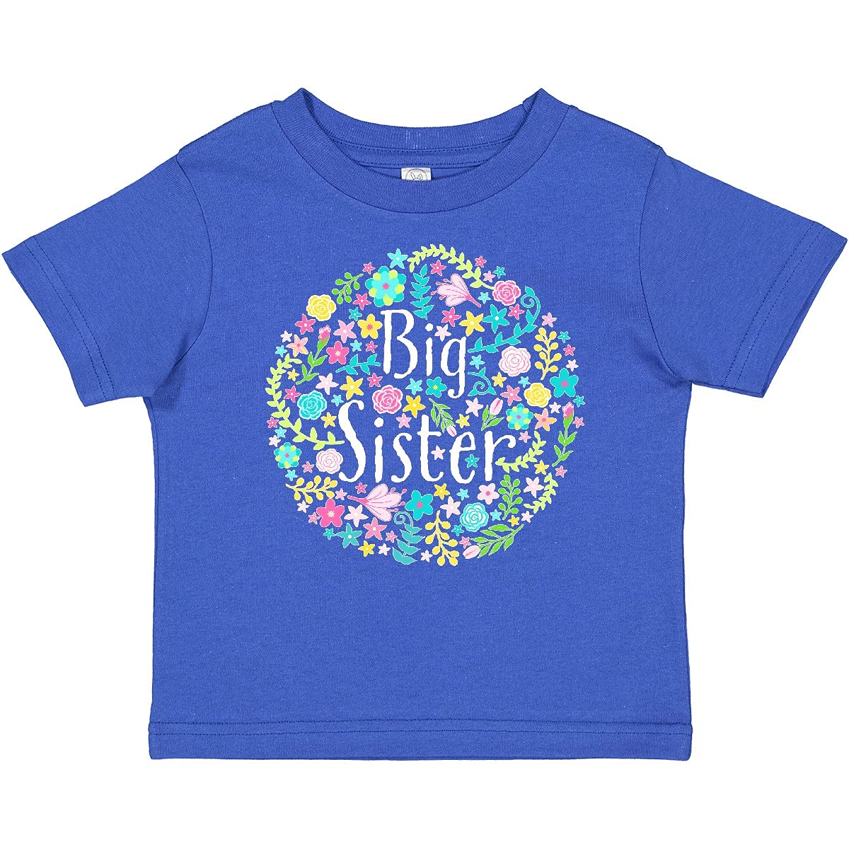 Inktastic Big Sister with Flower Circle Baby T-Shirt - Cute Sibling Matching Outfit for Newborns & Toddlers - Perfect for Family Photos, Birth Announcements & Special Occasions
