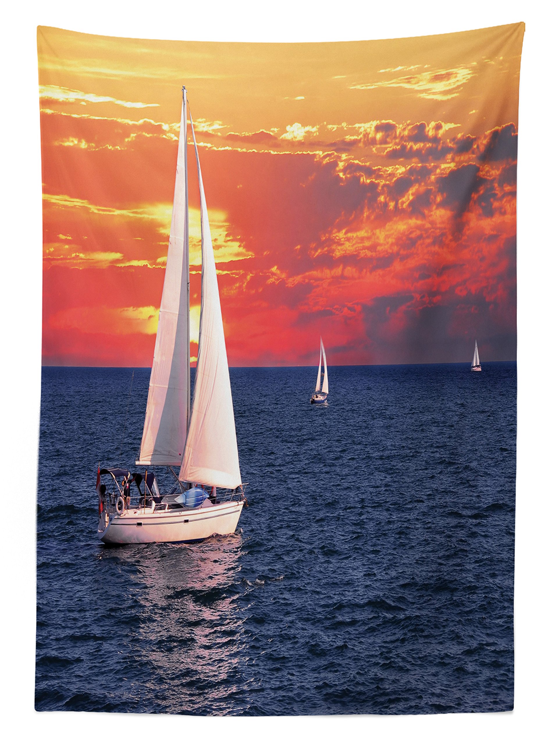 Ambesonne Sailboat Outdoor Tablecloth - Waterproof Washable Picnic Table Cover 58