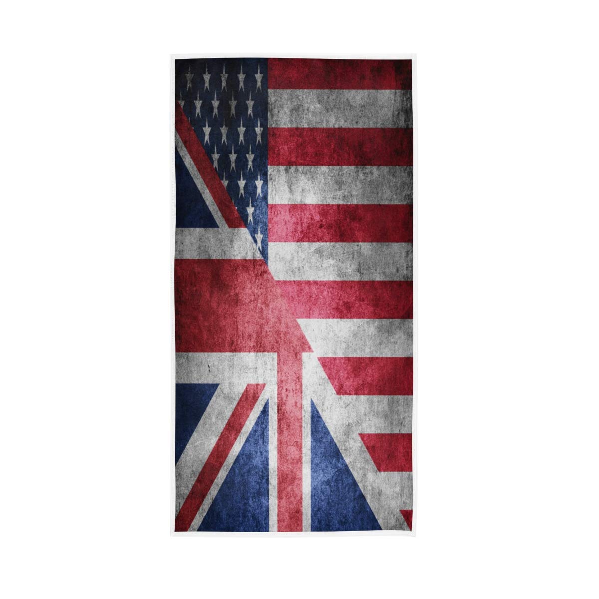 ALAZA Retro American Flag & Union Jack Design Soft Bath Towel - 30x15 Inches for Gym, Spa, Hotel & Home Use - Absorbent Sports Towel for Workout, Swimming & Travel