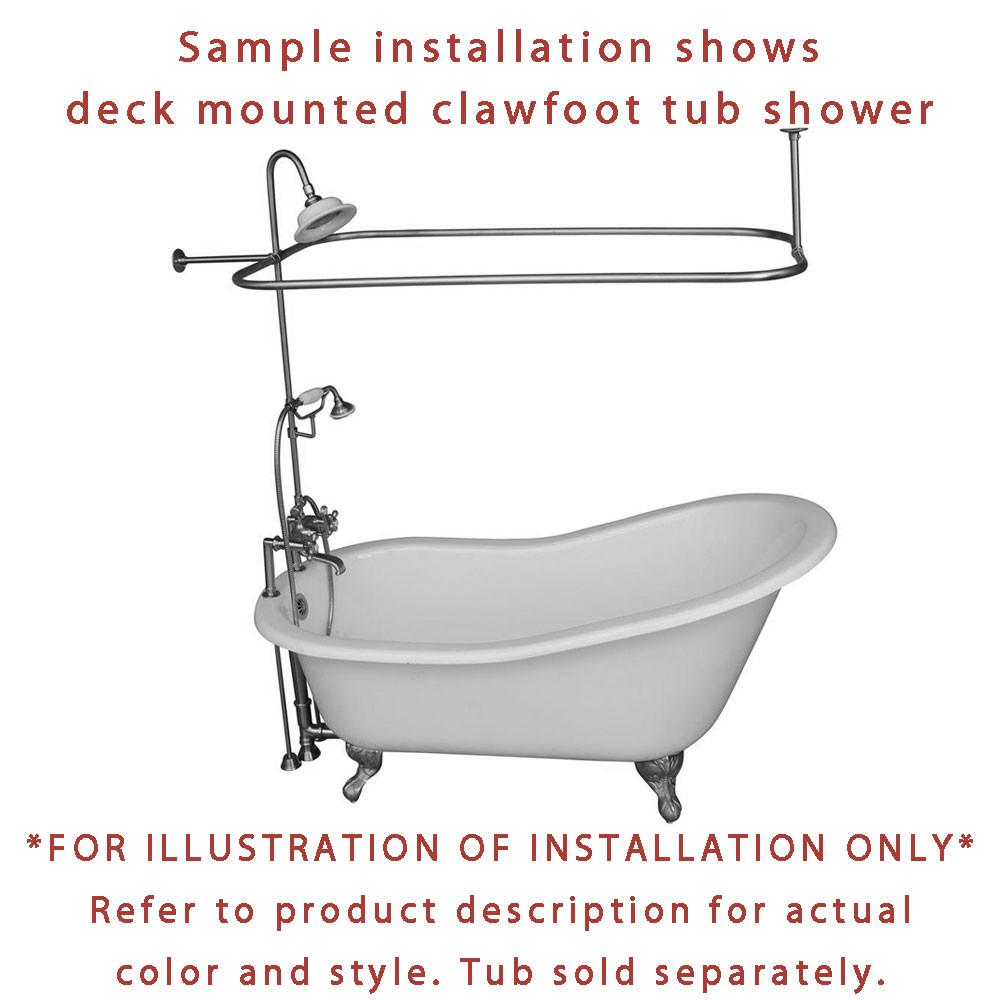 Vintage Chrome Clawfoot Bathtub Faucet with Shower Kit & Enclosure Curtain Rod - 18T1CTS - Perfect for Classic Bathroom Renovations & Spa-Like Showers