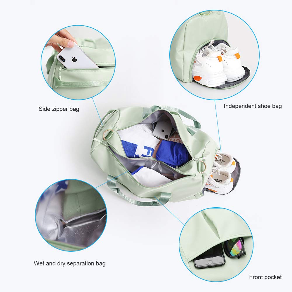 **Waterproof Sports Gym Bag for Women & Men - 29L Duffle Bag with Shoe Compartment & Wet Pocket - Cute Fruit Green Design - Perfect for Gym, Travel & Workout**