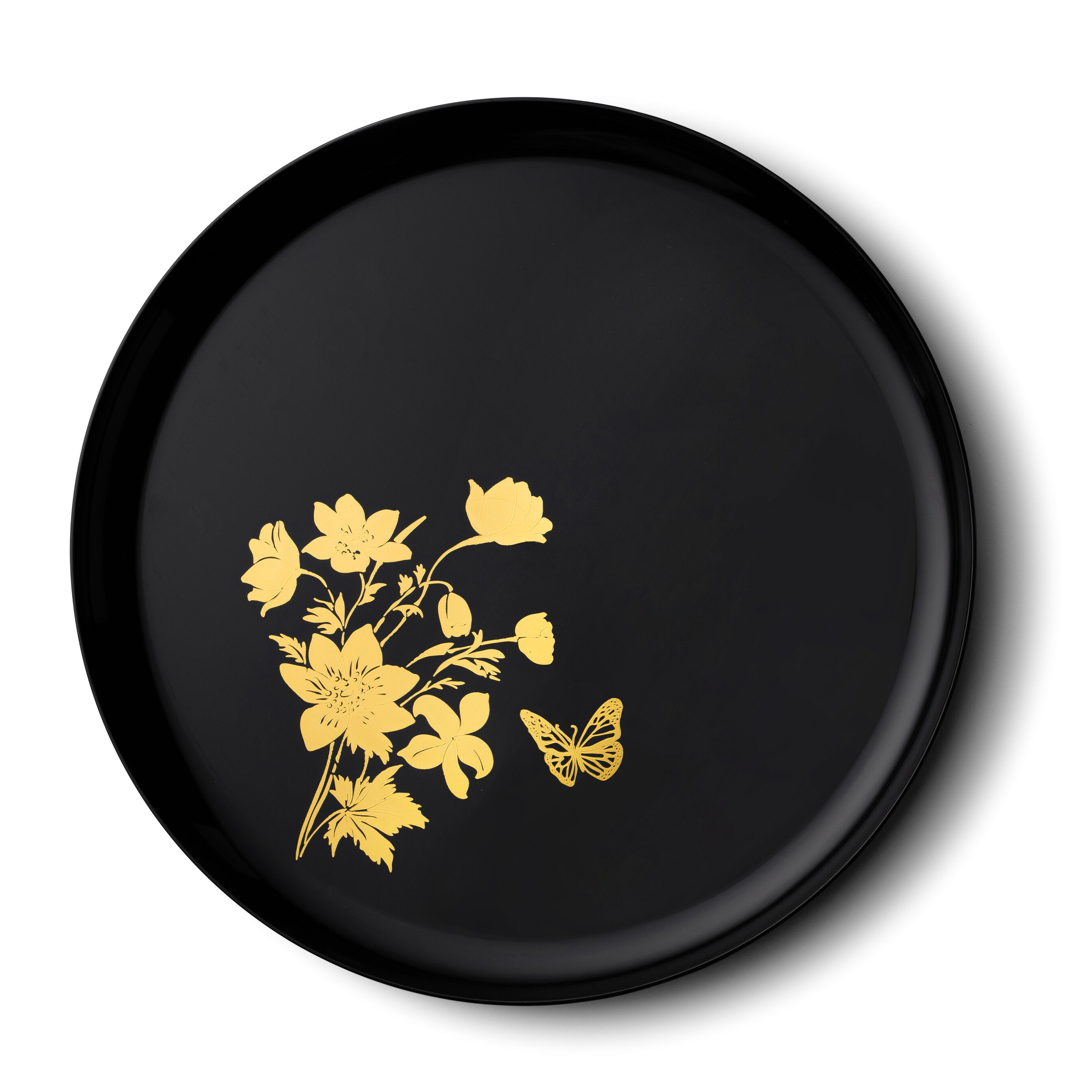 Elegant Black and Gold Round Plastic Plates - Durable Disposable Tableware for Parties, Picnics, and Outdoor Dining - Perfect for Garden Edge Decor and Events