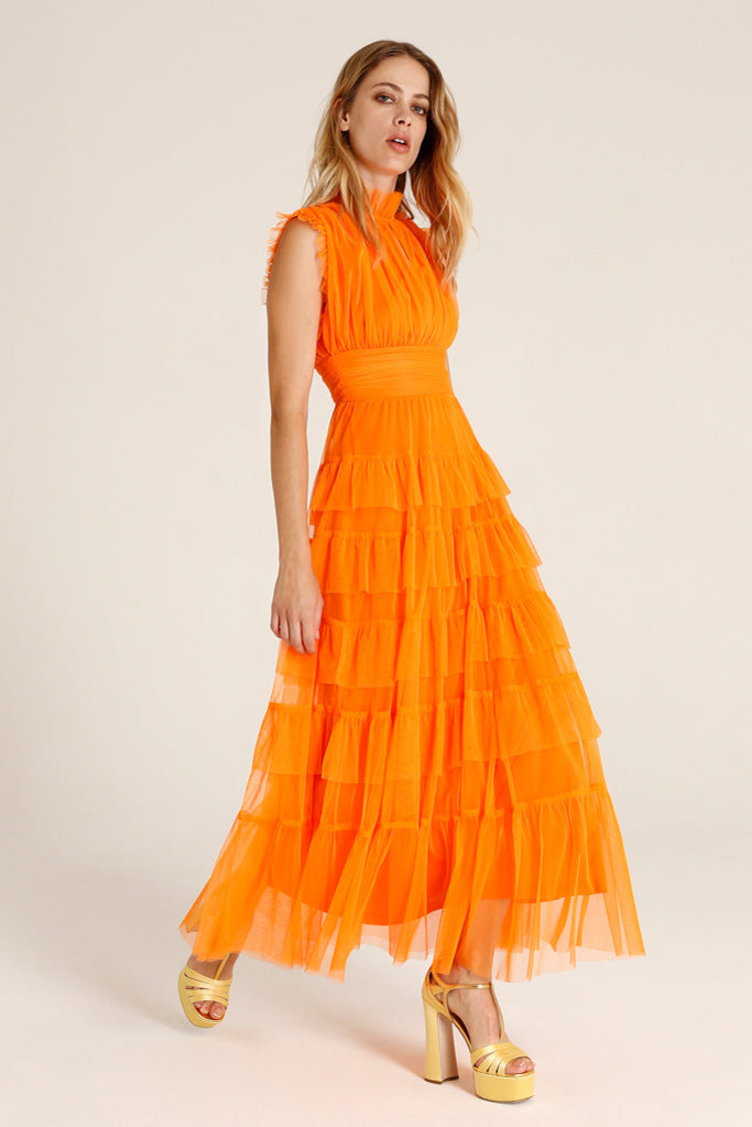 Stylish METIS DRESS in Vibrant Orange - Perfect for Summer Outings, Beach Vacations & Casual Events