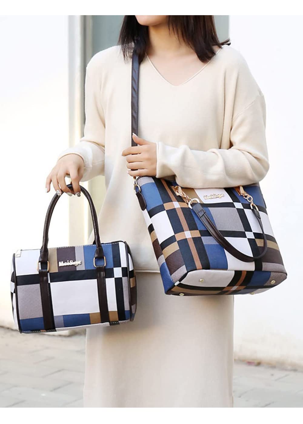 6pcs Women's PU Leather Totes Purses & Handbags Set - Shoulder Bag, Satchel & Clutch Wallet (Upgraded Fabric) - Perfect for Work, Travel & Daily Use