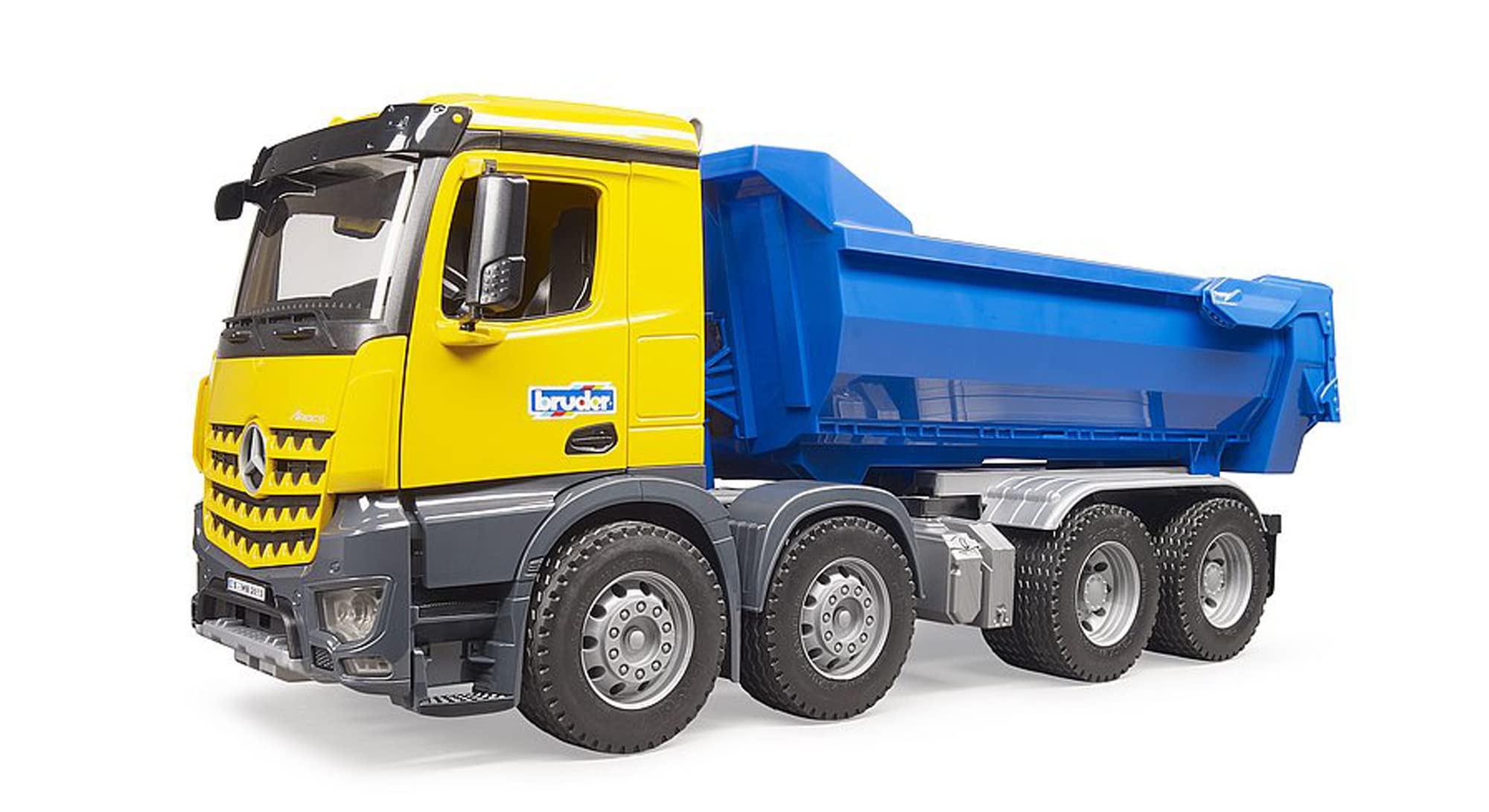 Bruder Toys Mercedes-Benz Arocs Halfpipe Dump Truck - Realistic Construction Toy with Openable Doors & Tailgate - Compatible with Bworld Figures - Ages 3+ - Perfect for Imaginative Play, Construction Site Roleplay & Collectors