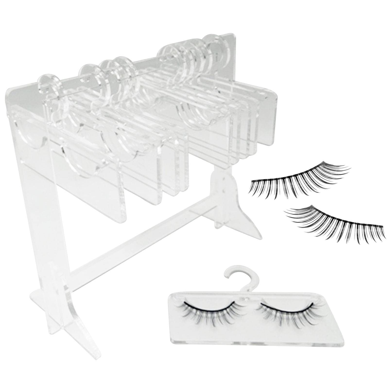 10-Piece Mini Acrylic Eyelash Holder Rack with Hangers - False Eyelash Organizer & Storage Stand for Women | Perfect for Salon, Makeup Artists & Home Beauty Display