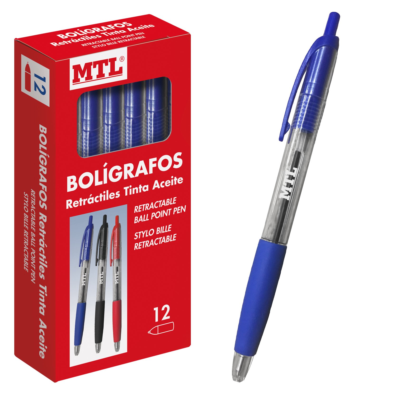 12-Pack Retractable Ballpoint Pens, 1mm Fine Point - Smooth Writing for Office, School & Home Use