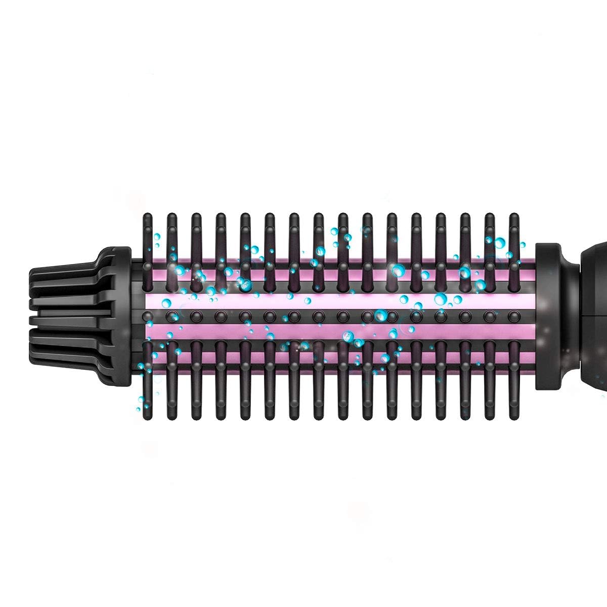 2-in-1 Professional Ceramic Hair Brush & Curling Iron with Negative Ionic Technology - Dual Voltage Travel Styler for Waves, Curls & Straight Hair - Perfect for Home, Salon & On-the-Go Styling