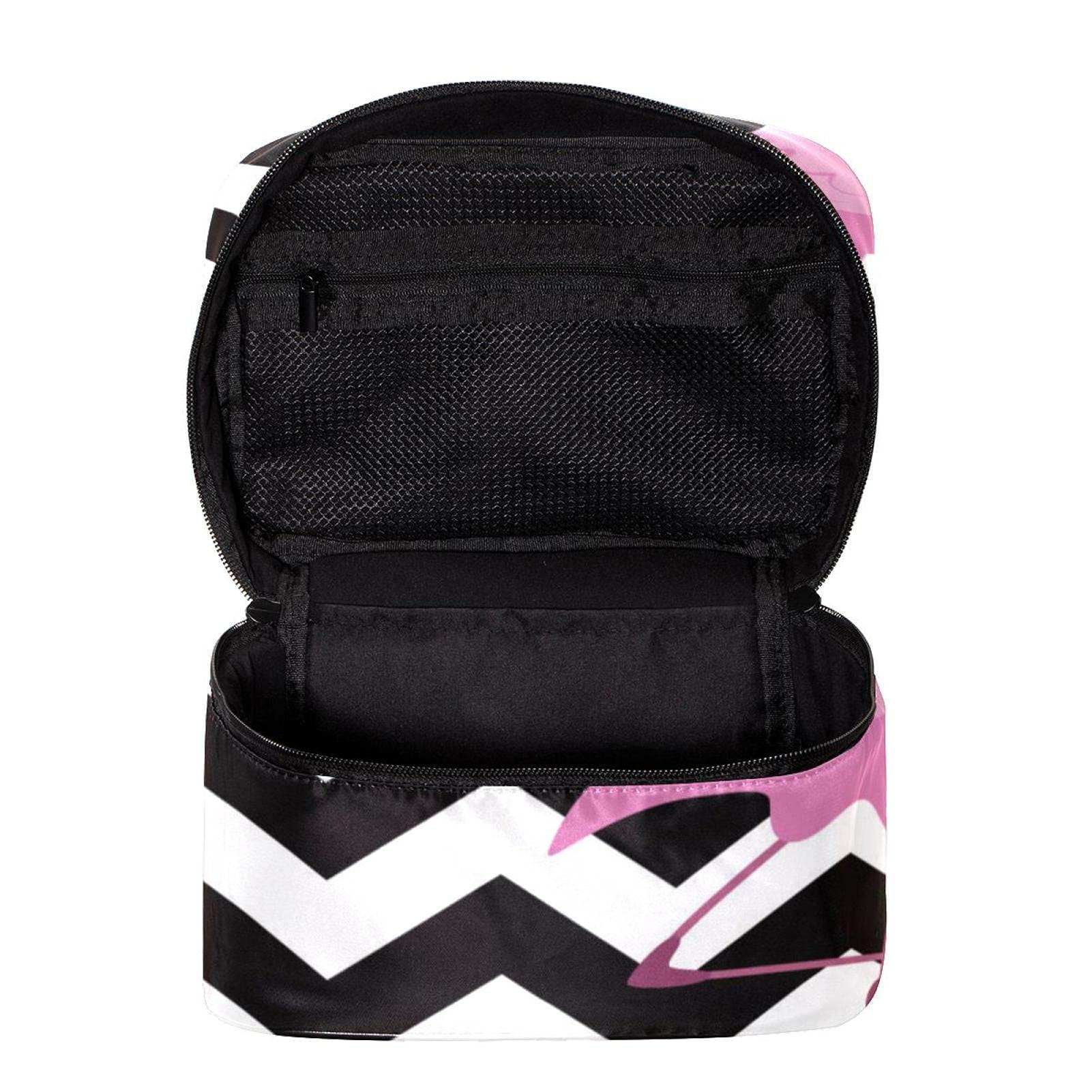 Stylish Pink Flamingo & Chevron Zigzag Large Travel Makeup Bag - Waterproof Cosmetic Organizer with Zipper for Women & Girls | Perfect for Vacations, Gym, Beach Trips & Daily Essentials