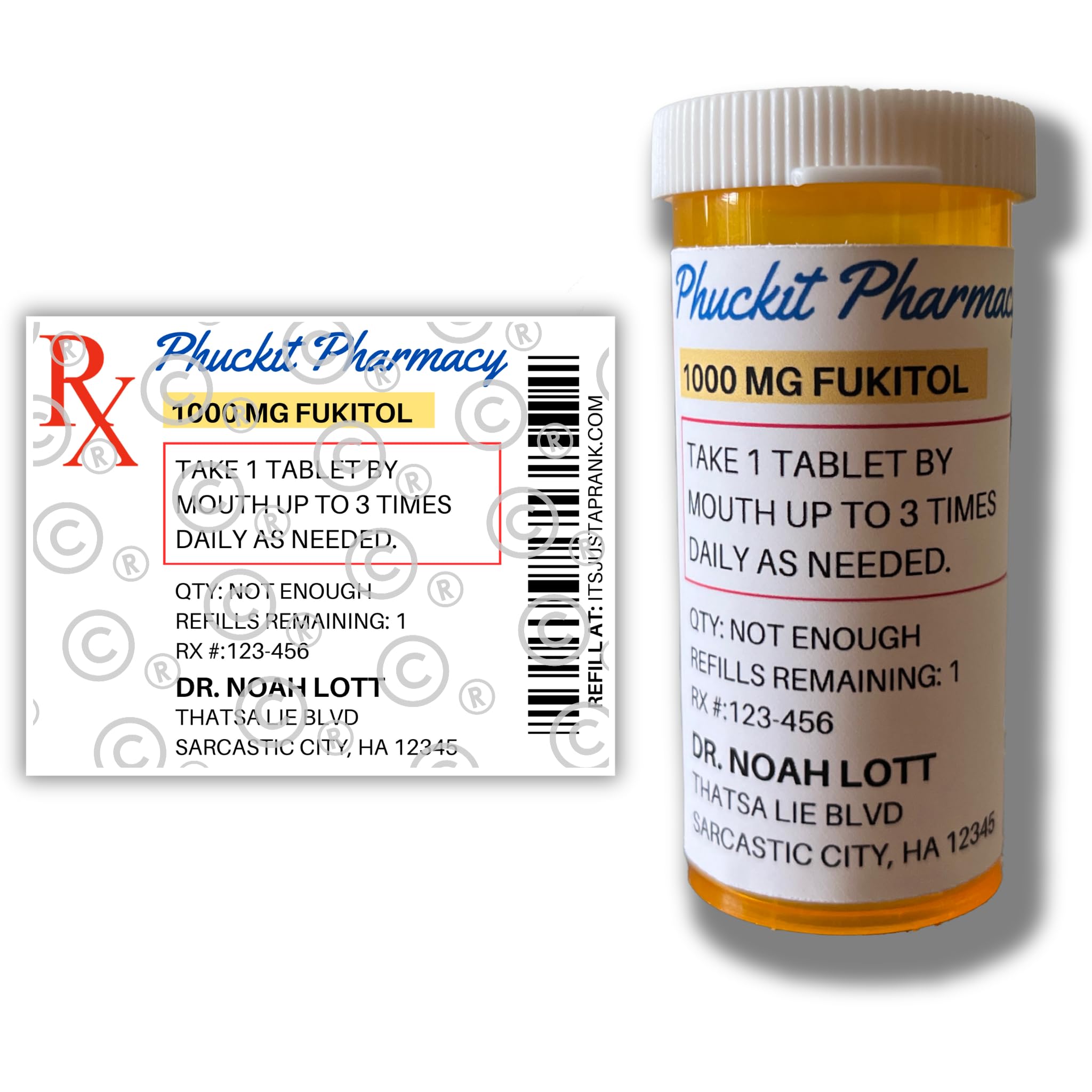 Funny Prank Gag Gift - Fukitol Pill Bottle Joke for Men, Women, Boyfriend, Girlfriend - Perfect for April Fools Day, Valentine's Day & Birthdays - Hilarious Novelty Present for Dad, Uncle - Great for Office Pranks, White Elephant Gifts & Party Surprises