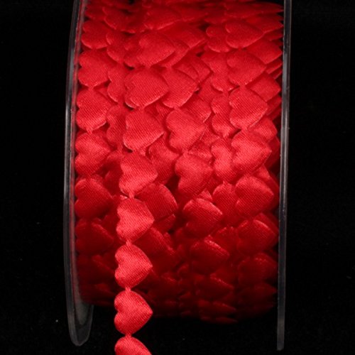 Premium 9.5mm x 40 Yards Red Satin Ribbon with Small Hearts - Perfect for DIY Crafts, Gift Wrapping, Wedding Decorations & Scrapbooking