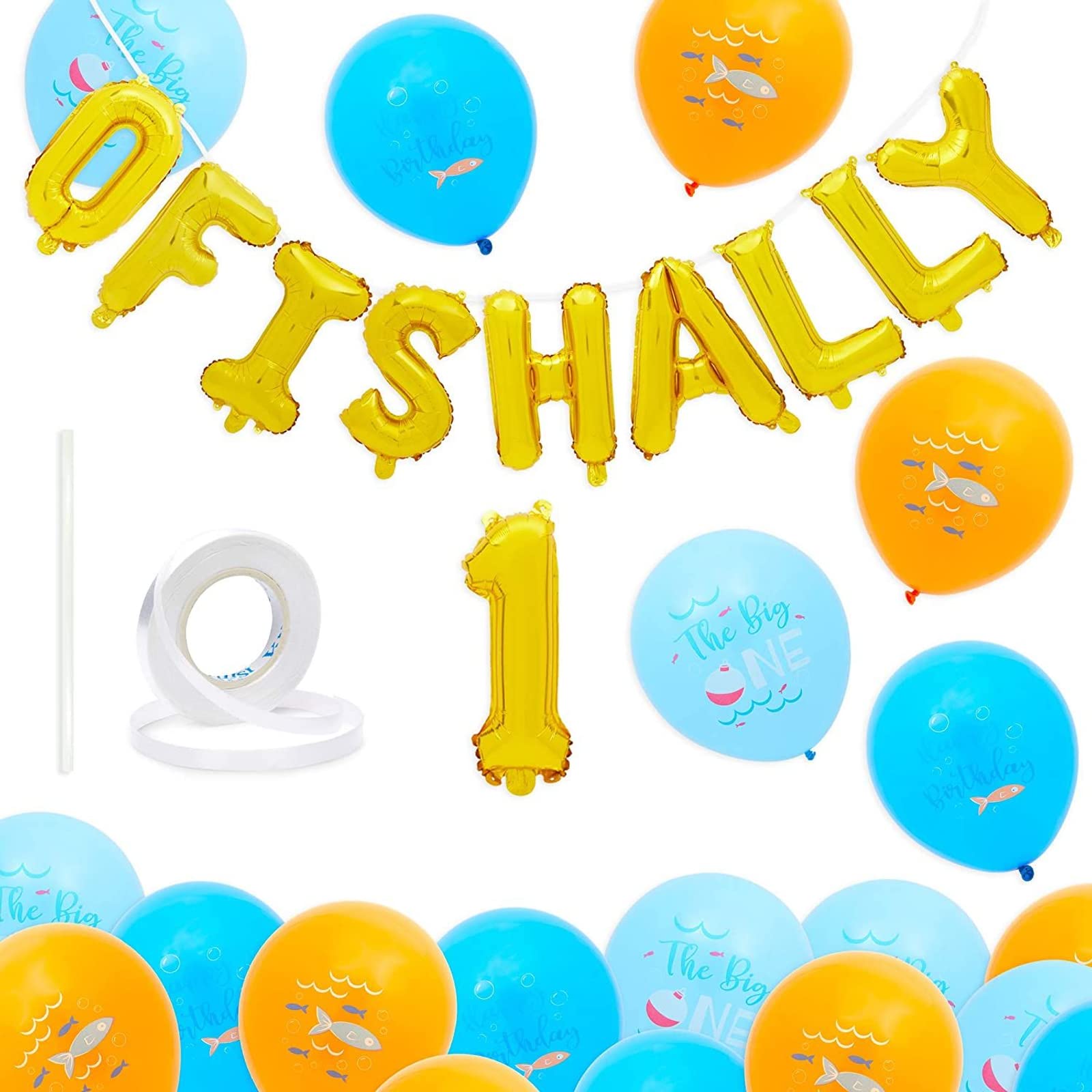 BLUE PANDA - 61-Piece The Big One Balloons Set for 1st Birthday Party Decorations | Ofishally 1 Theme | Perfect for Baby Shower, First Birthday Photos & Party Backdrops