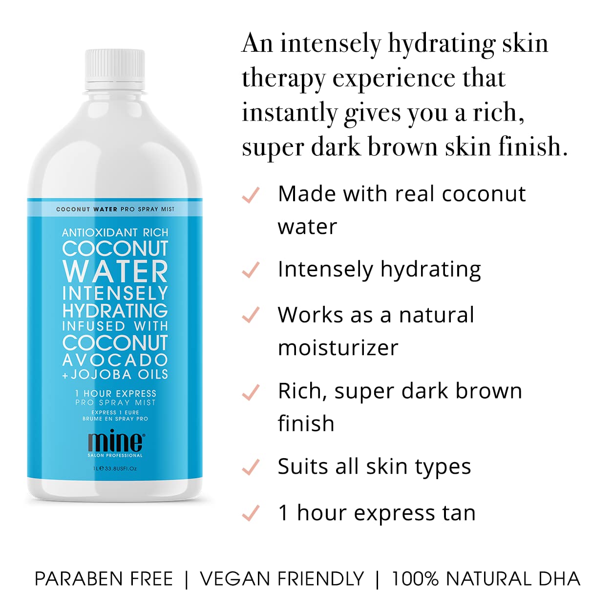 Professional Spray Tan Kit - MineTan Portable Spray Tanning Machine for Salons & Mobile Tanners | High Volume Lightweight Airbrush Gun with Coconut Water Pro Mist Solution (33.8 Fl Oz) | Perfect for Home Use, Salon Treatments & On-the-Go Tanning Services
