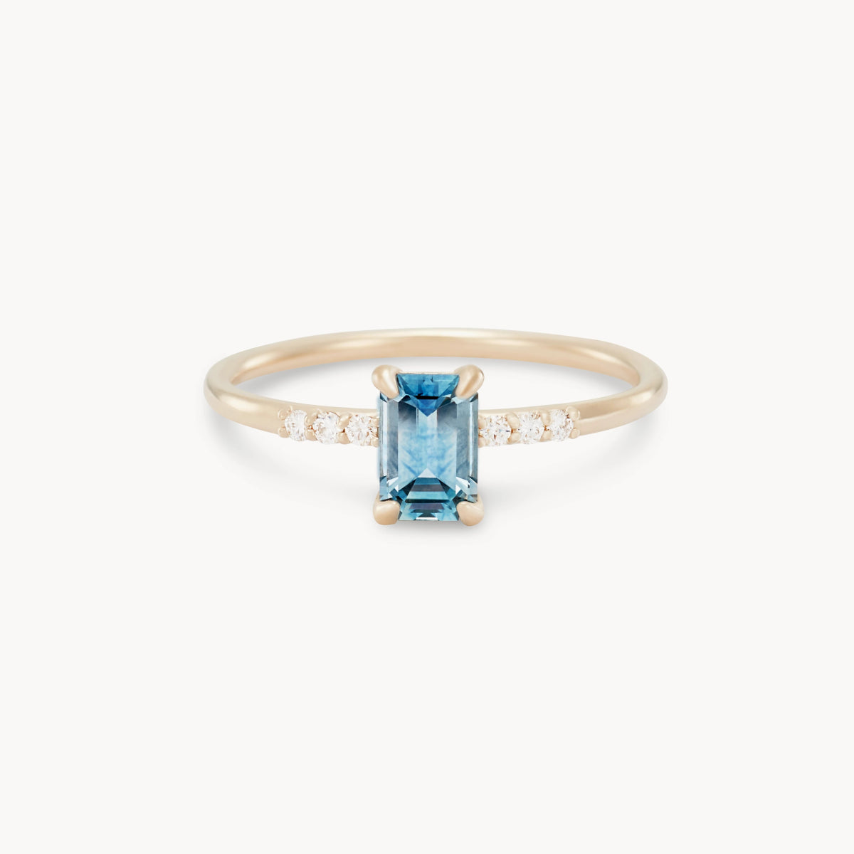 14K Yellow Gold Baguette Blue Sapphire Ring - Unique Handcrafted Jewelry for Women, Perfect for Weddings, Anniversaries & Special Occasions