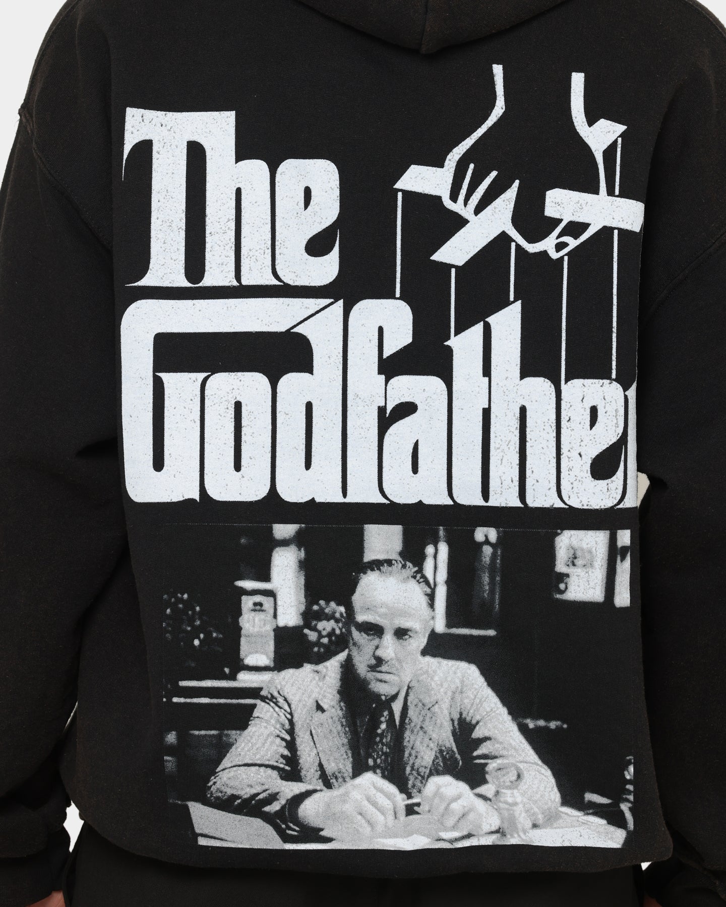 The Godfather Vintage Hoodie - Black Wash Distressed Cotton Pullover | American Thrift Retro Movie Merchandise | Perfect for Cosplay, Halloween & Gangster Theme Parties