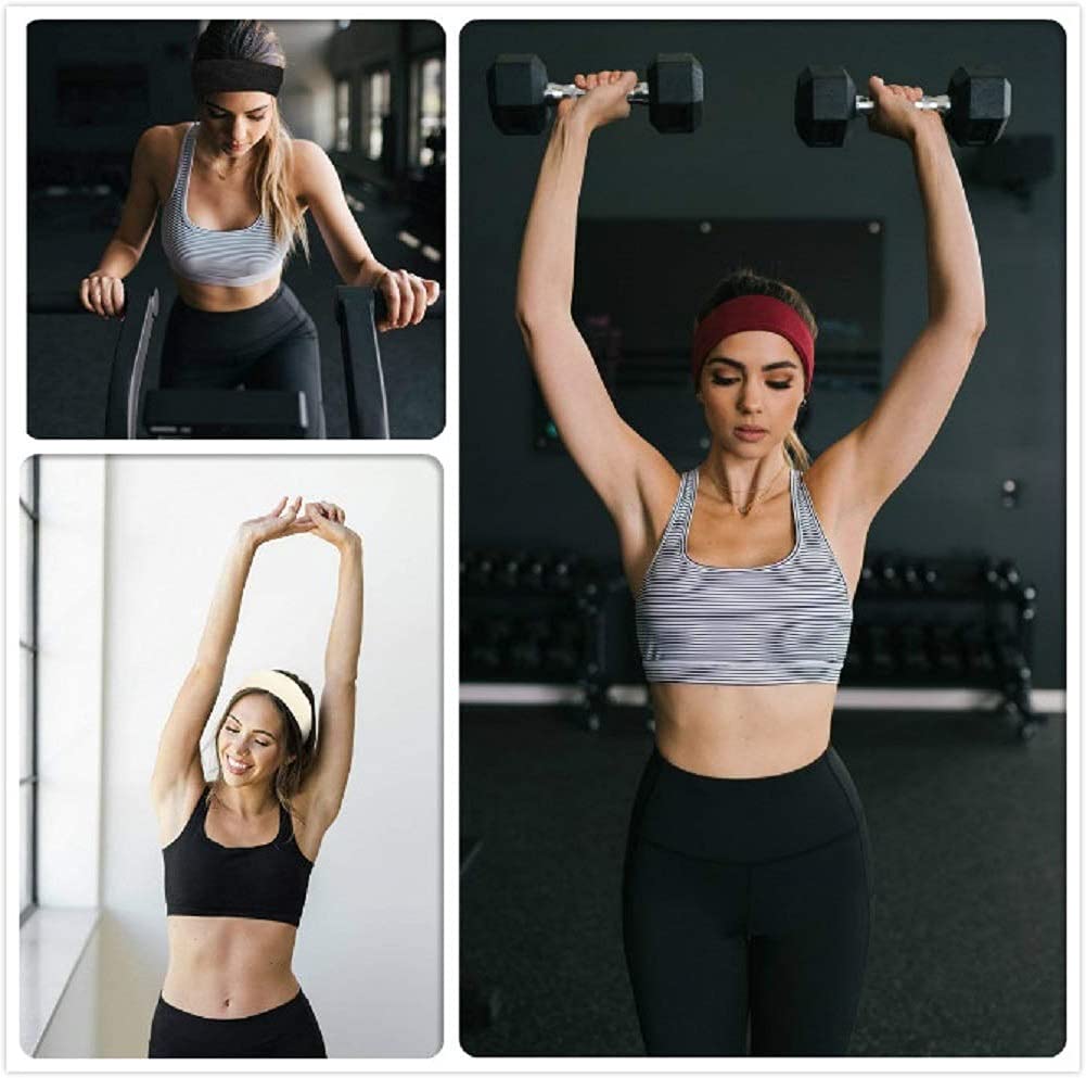 TERSE Women's Workout Headbands - 6 Pack Wide Elastic Sports Headbands for Running, Yoga, Gym & Fitness - Non-Slip Hair Bands for Women with Sweat Absorption - Perfect for Workouts, Sports & Daily Activities