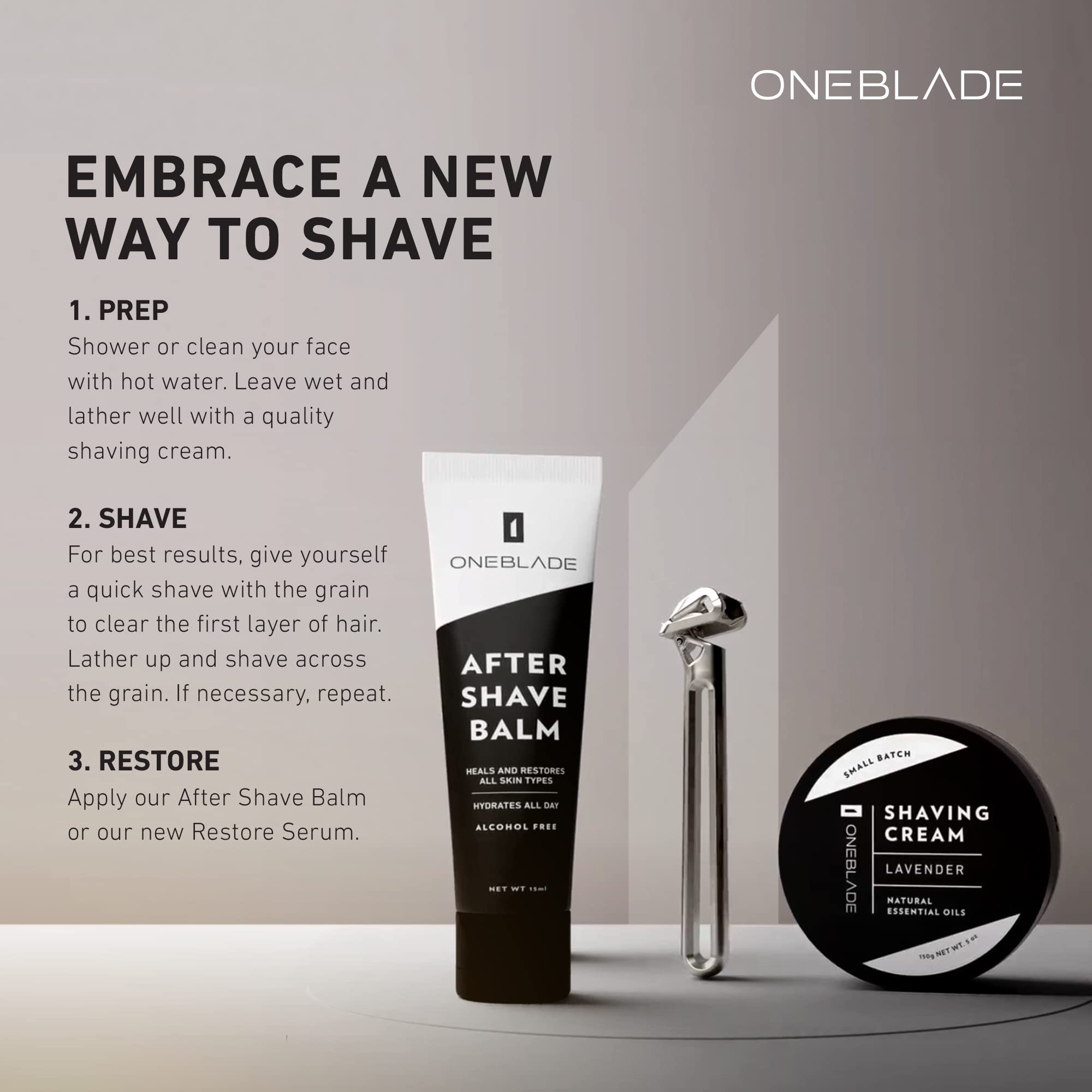 OneBlade Genesis Single Blade Safety Razor for Men - Premium Stainless Steel Pivoting Head Razor with Stand & 10 Japanese Feather FHS Blades - Best for Thick Coarse Beard & Sensitive Skin - Perfect for Daily Shaving, Travel & Gift Giving
