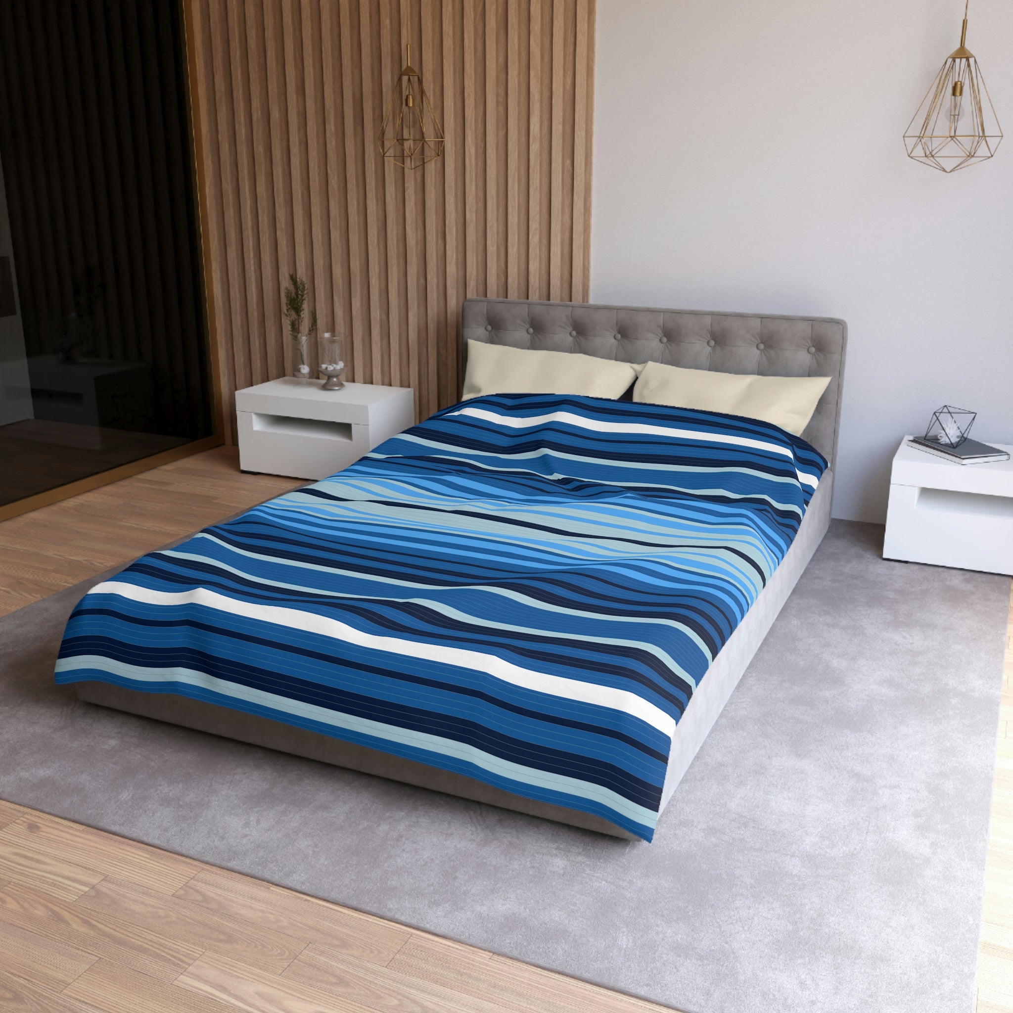 Sweetwater Striped Microfiber Duvet Cover Set - Soft Breathable Bedding Comforter Cover for All Seasons - Perfect for Master Bedroom, Guest Room & Dorm Decor