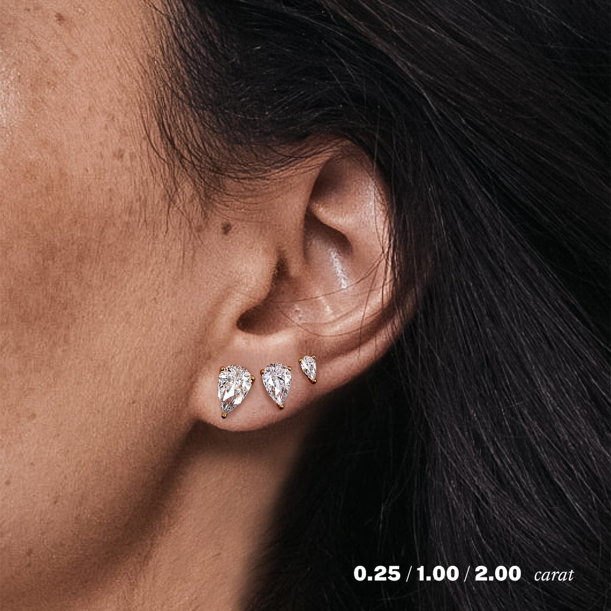 2 Carat Pear Diamond Stud Earrings for Women - Dainty & Elegant Jewelry Gift for Wedding, Anniversary & Special Occasions
