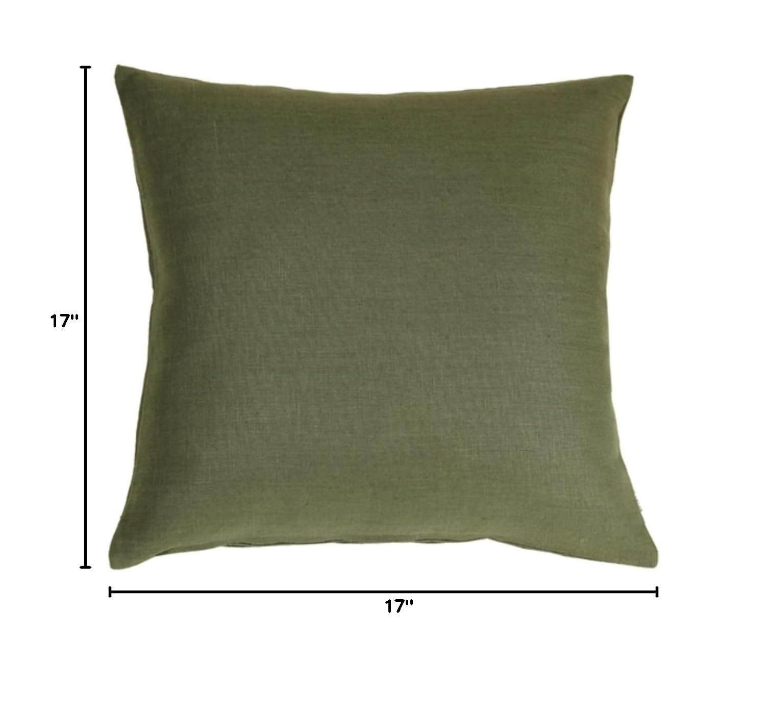 Tuscany Linen Fig Green Throw Pillow 17x17 Square with Insert - Soft Decorative Cushion for Sofa, Bed & Living Room