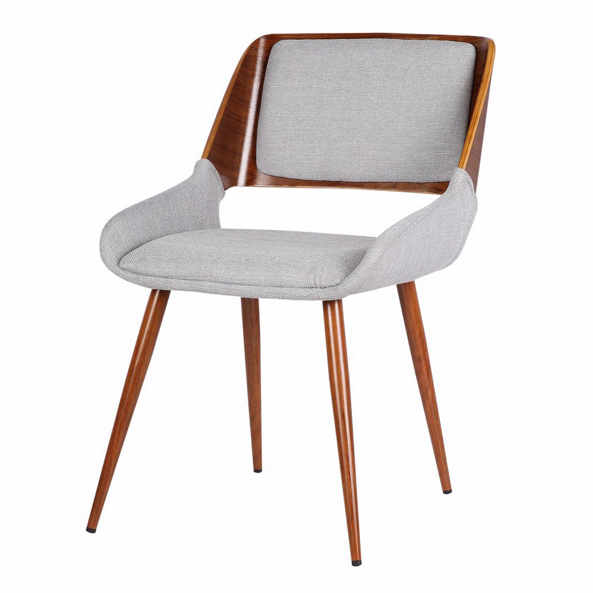 Benjara Mid Century Modern Fabric Dining Chair with Split Padded Back - Gray & Brown Upholstery | Comfortable Seating for Dining Room, Kitchen, or Home Office