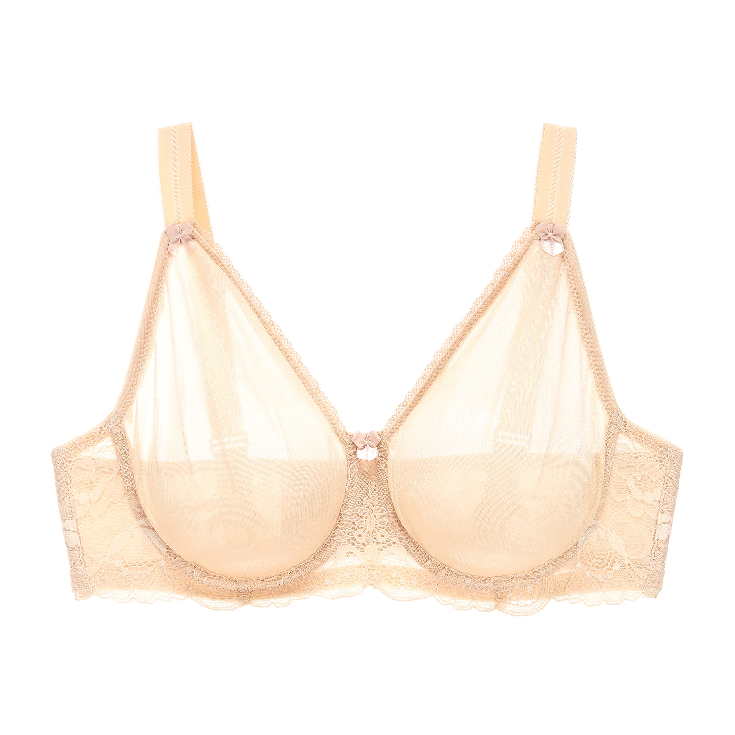 Sexy Mesh See-Through Lingerie Bra for Women - Black & Beige Lace Underwear with Steel Ring | Perfect for Valentine's Day, Bridal Shower & Romantic Nights
