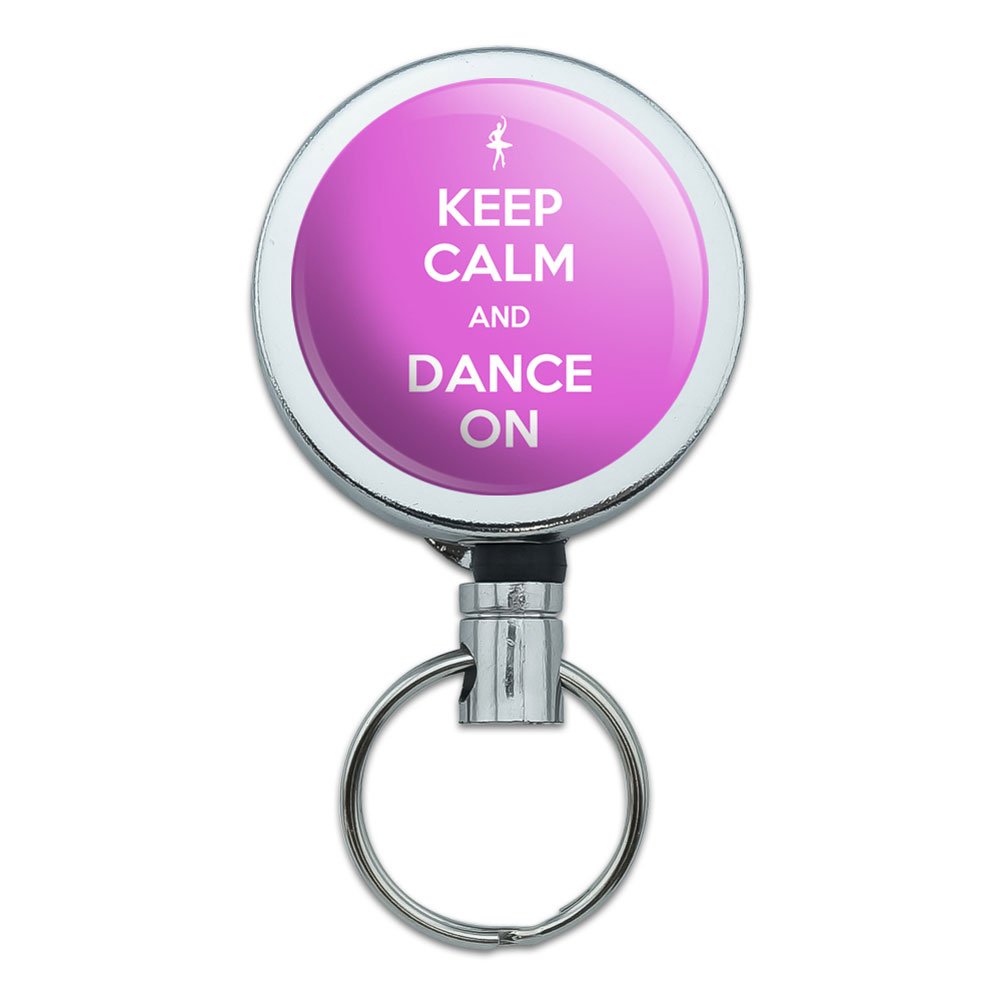 Retractable ID Badge Holder with Belt Clip - Metal Keychain for Work, Office, and Security - Ballet Dancer Design 