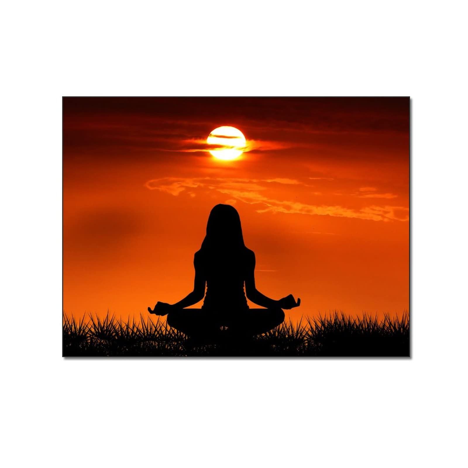 Sunset Yoga Wall Art Canvas Print - 8x10 Inch (20x26cm) Modern Home Decor for Living Room, Bedroom & Meditation Space - Perfect for Yoga Lovers & Zen Interior Design
