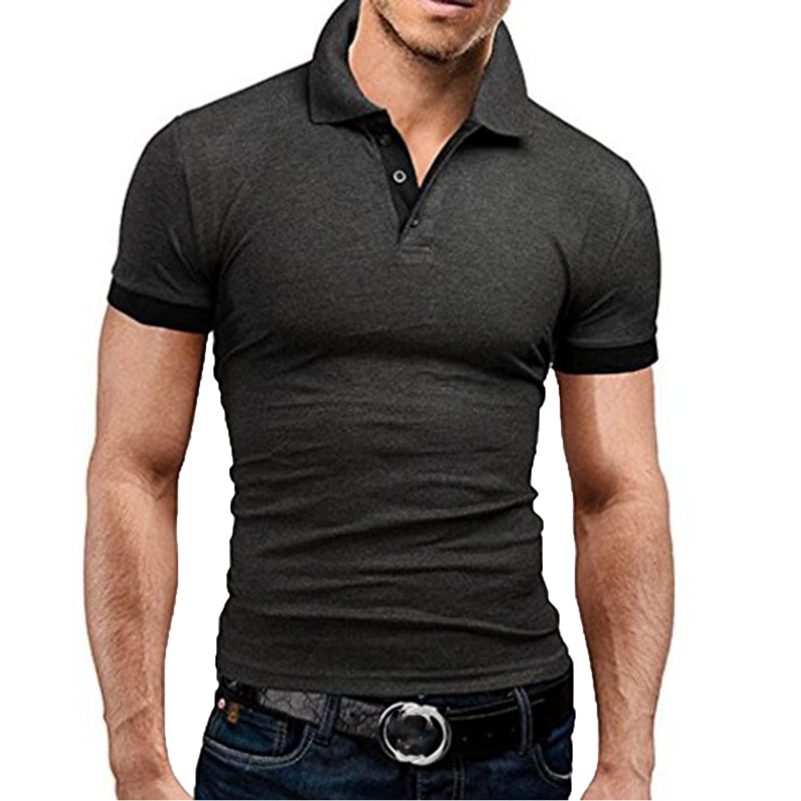 Wintialy Men's Slim Fit Short Sleeve T-Shirt - Casual Contrast Color Patchwork Tee for Everyday Wear & Street Style Outfits