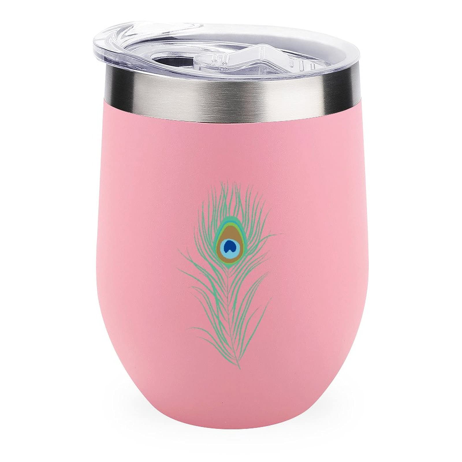 Stainless Steel Peacock Feather Tumbler - Vacuum Insulated Travel Cup for Wine, Coffee & Drinks
