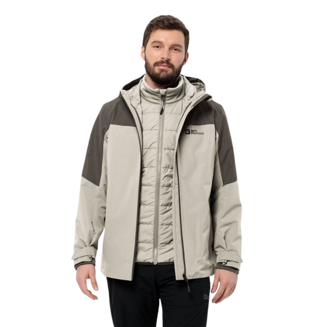 Jack Wolfskin Glaabach 3-in-1 Men's Waterproof Hiking Jacket - Windproof & Breathable Outdoor Shell for Camping, Trekking & Winter Adventures